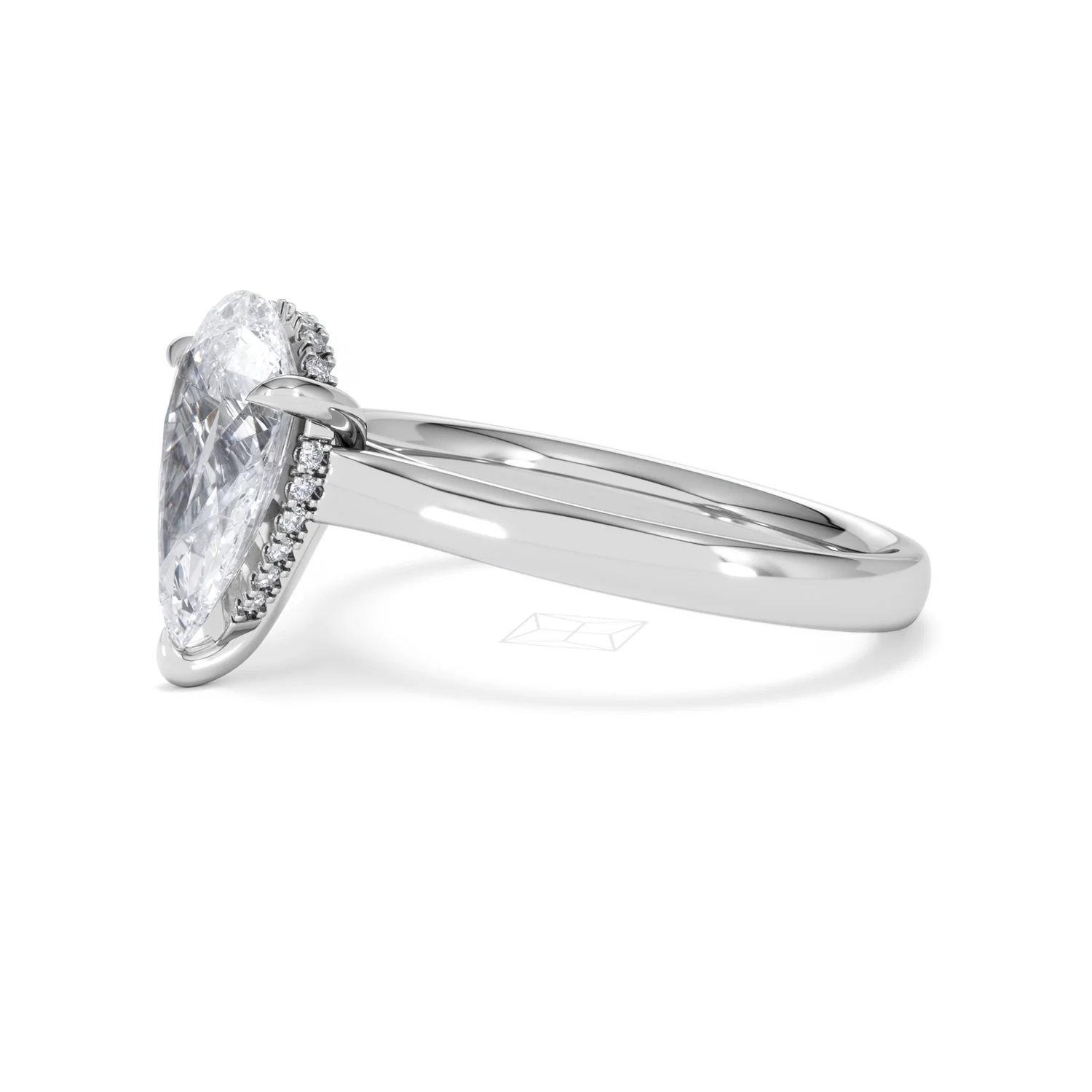 Amora Pear 2.09ct Hidden Halo Lab Diamond Engagement Ring F/VS Set in 18K White Gold - Image 74