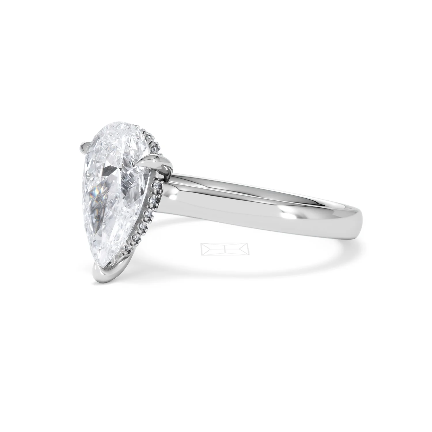 Amora Pear 2.09ct Hidden Halo Lab Diamond Engagement Ring F/VS Set in 18K White Gold - Image 78