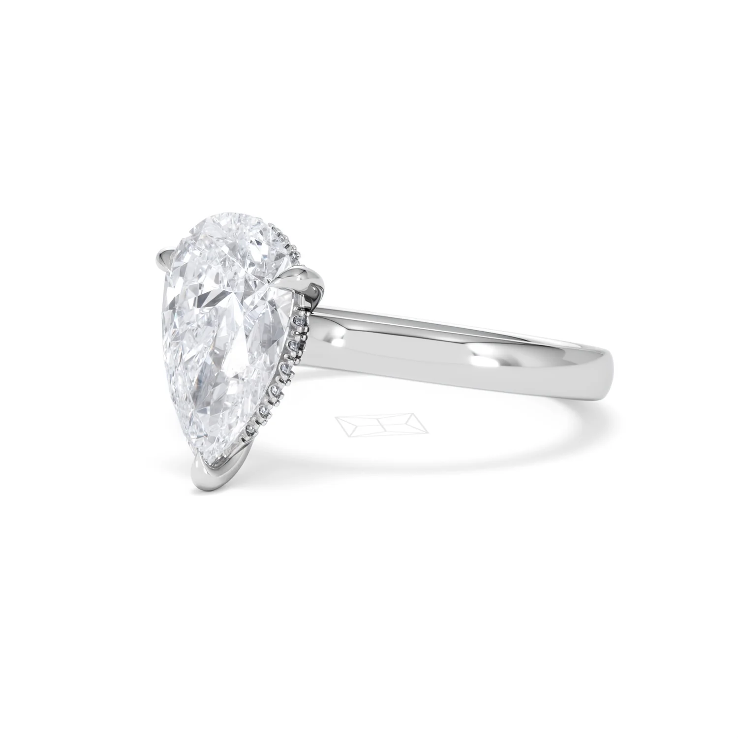 Amora Pear 2.09ct Hidden Halo Lab Diamond Engagement Ring F/VS Set in 18K White Gold - Image 80