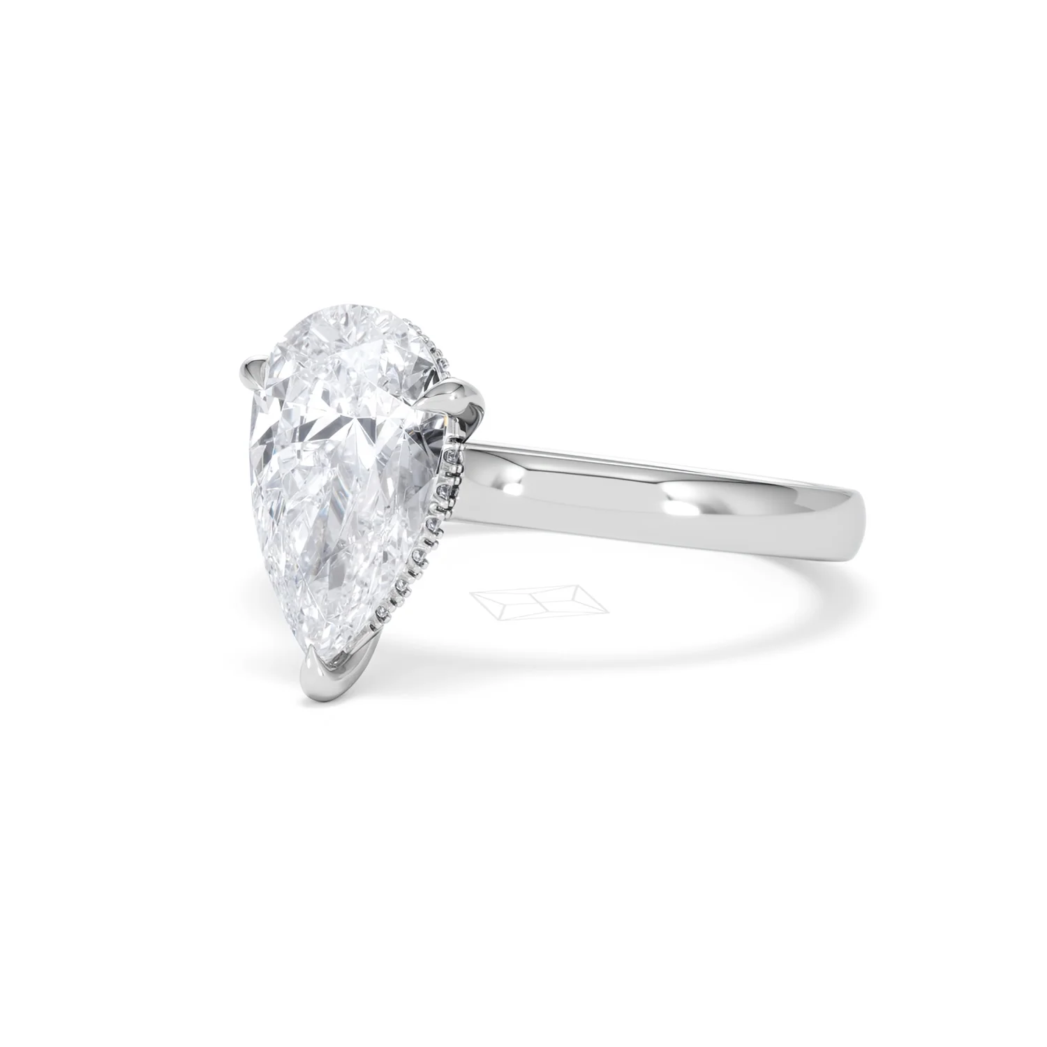 Amora Pear 2.09ct Hidden Halo Lab Diamond Engagement Ring F/VS Set in 18K White Gold - Image 81