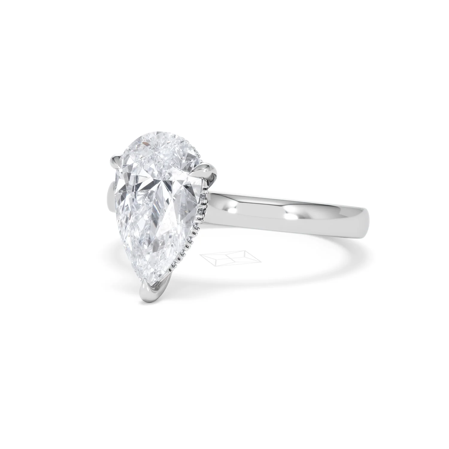 Amora Pear 2.09ct Hidden Halo Lab Diamond Engagement Ring F/VS Set in 18K White Gold - Image 82