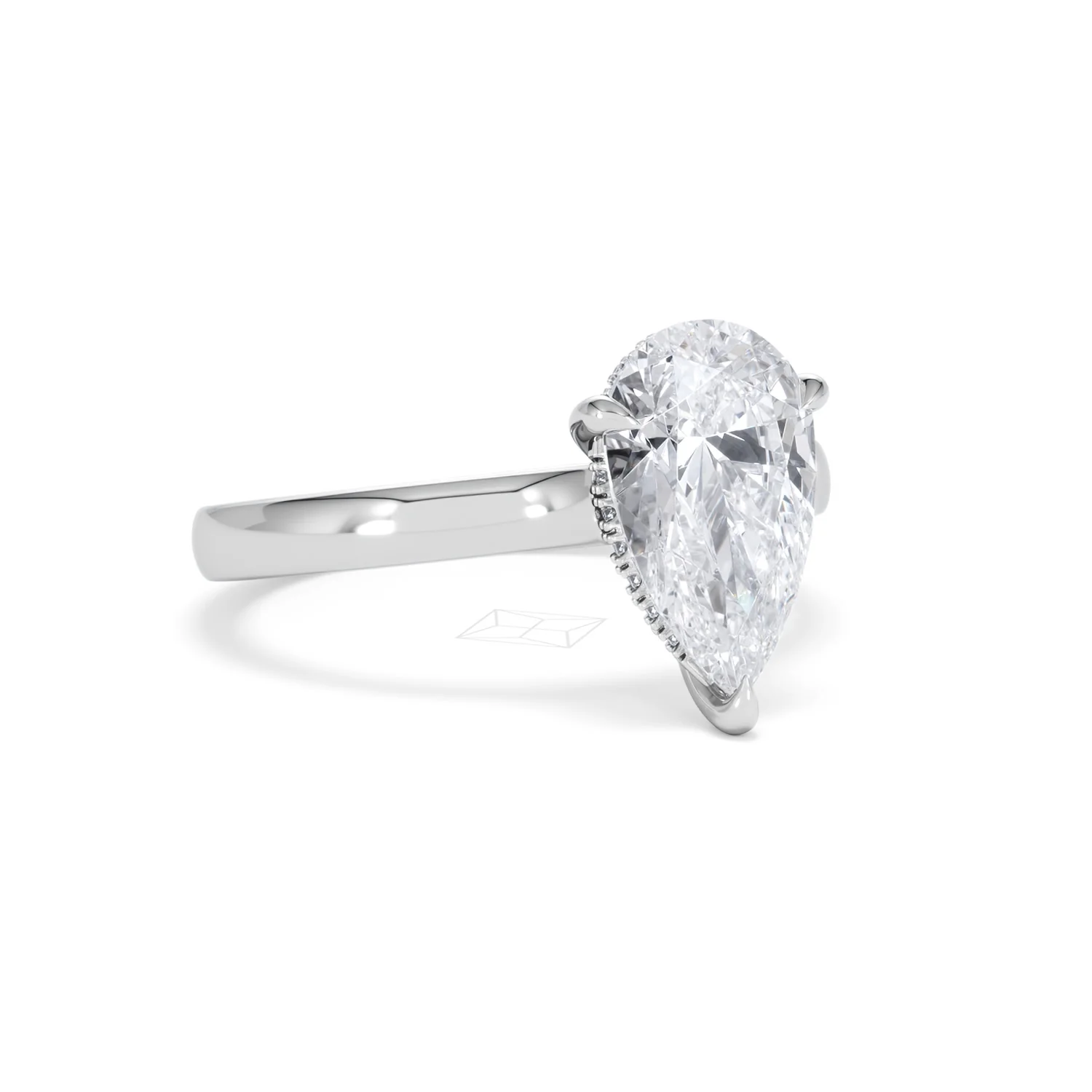 Amora Pear 2.09ct Hidden Halo Lab Diamond Engagement Ring F/VS Set in Platinum - Image 14