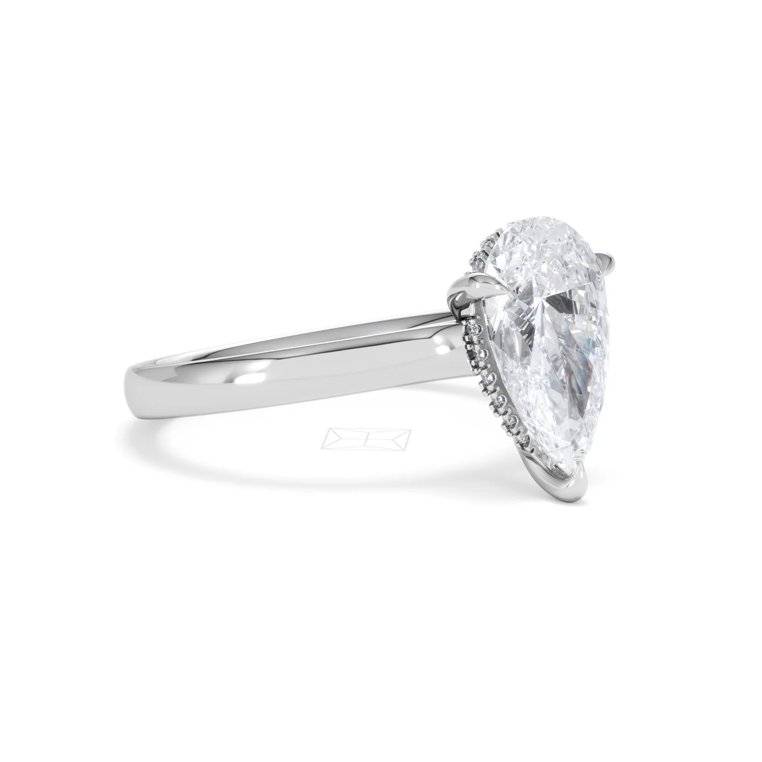 Amora Pear 2.09ct Hidden Halo Lab Diamond Engagement Ring F/VS Set in Platinum - Image 17