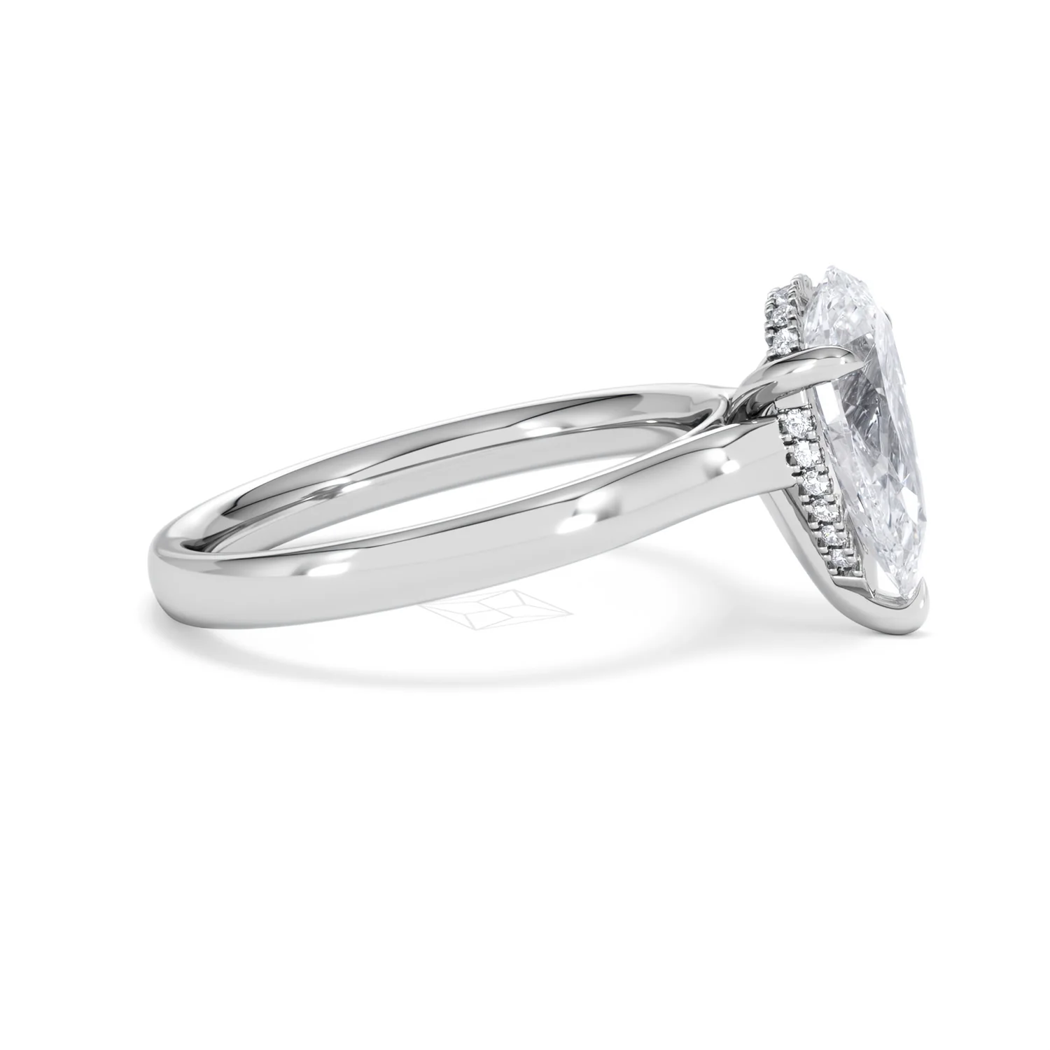 Amora Pear 2.09ct Hidden Halo Lab Diamond Engagement Ring F/VS Set in Platinum - Image 25
