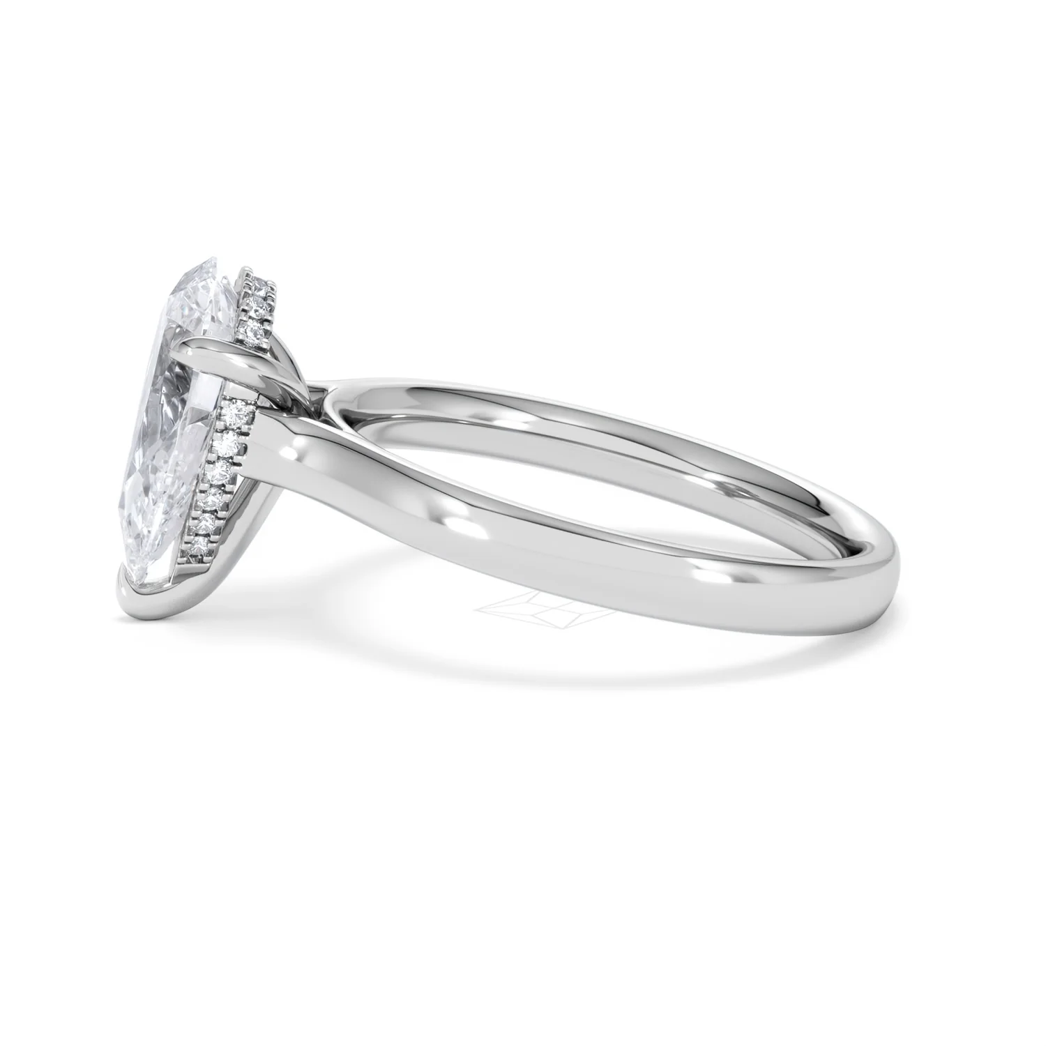 Amora Pear 2.09ct Hidden Halo Lab Diamond Engagement Ring F/VS Set in Platinum - Image 69