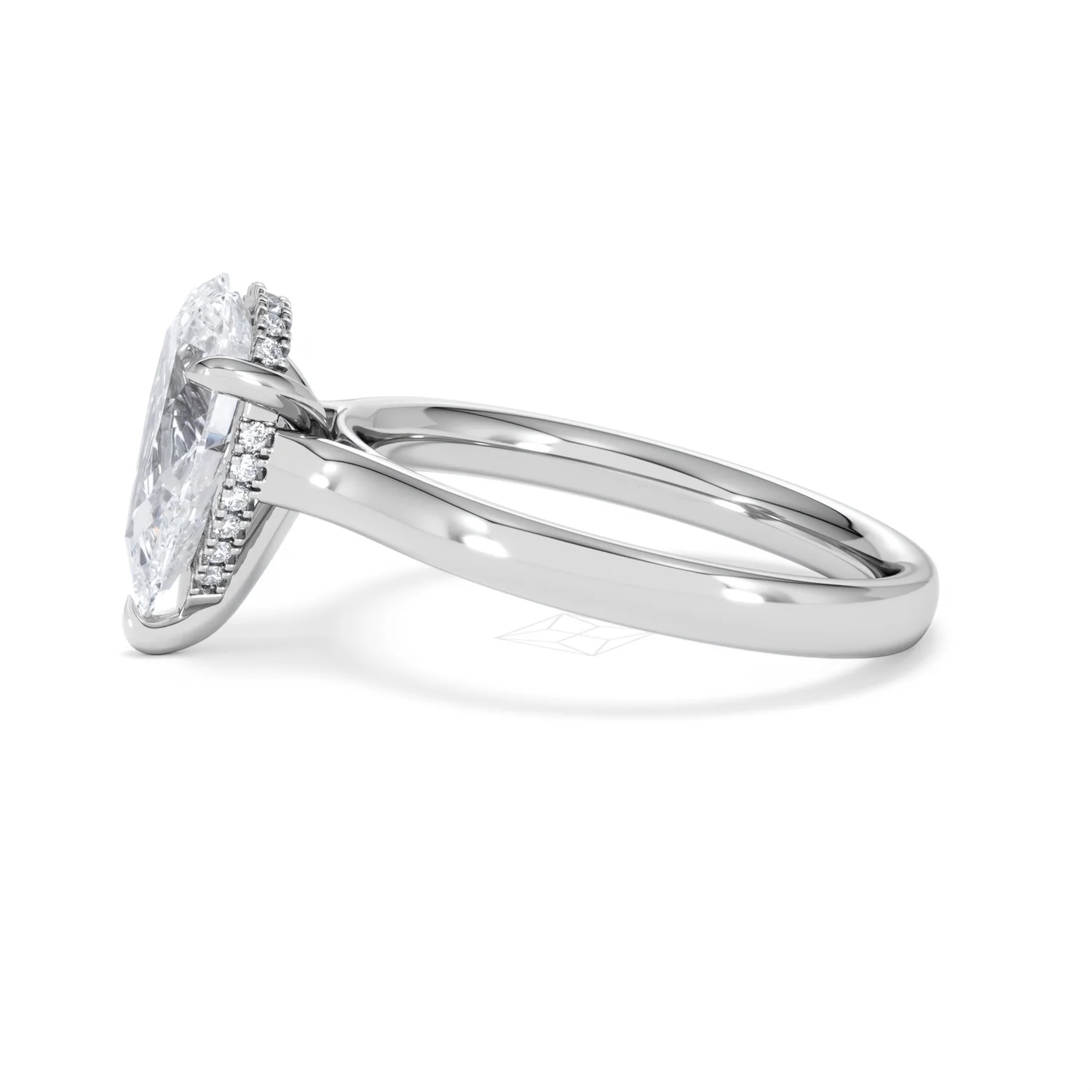 Amora Pear 2.09ct Hidden Halo Lab Diamond Engagement Ring F/VS Set in Platinum - Image 70