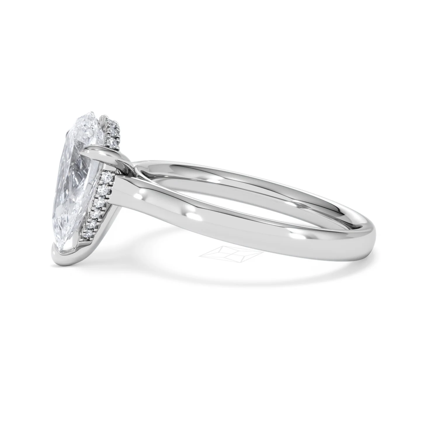 Amora Pear 2.09ct Hidden Halo Lab Diamond Engagement Ring F/VS Set in Platinum - Image 71