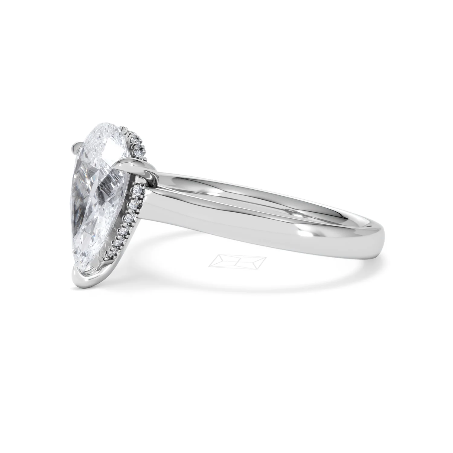 Amora Pear 2.09ct Hidden Halo Lab Diamond Engagement Ring F/VS Set in Platinum - Image 75