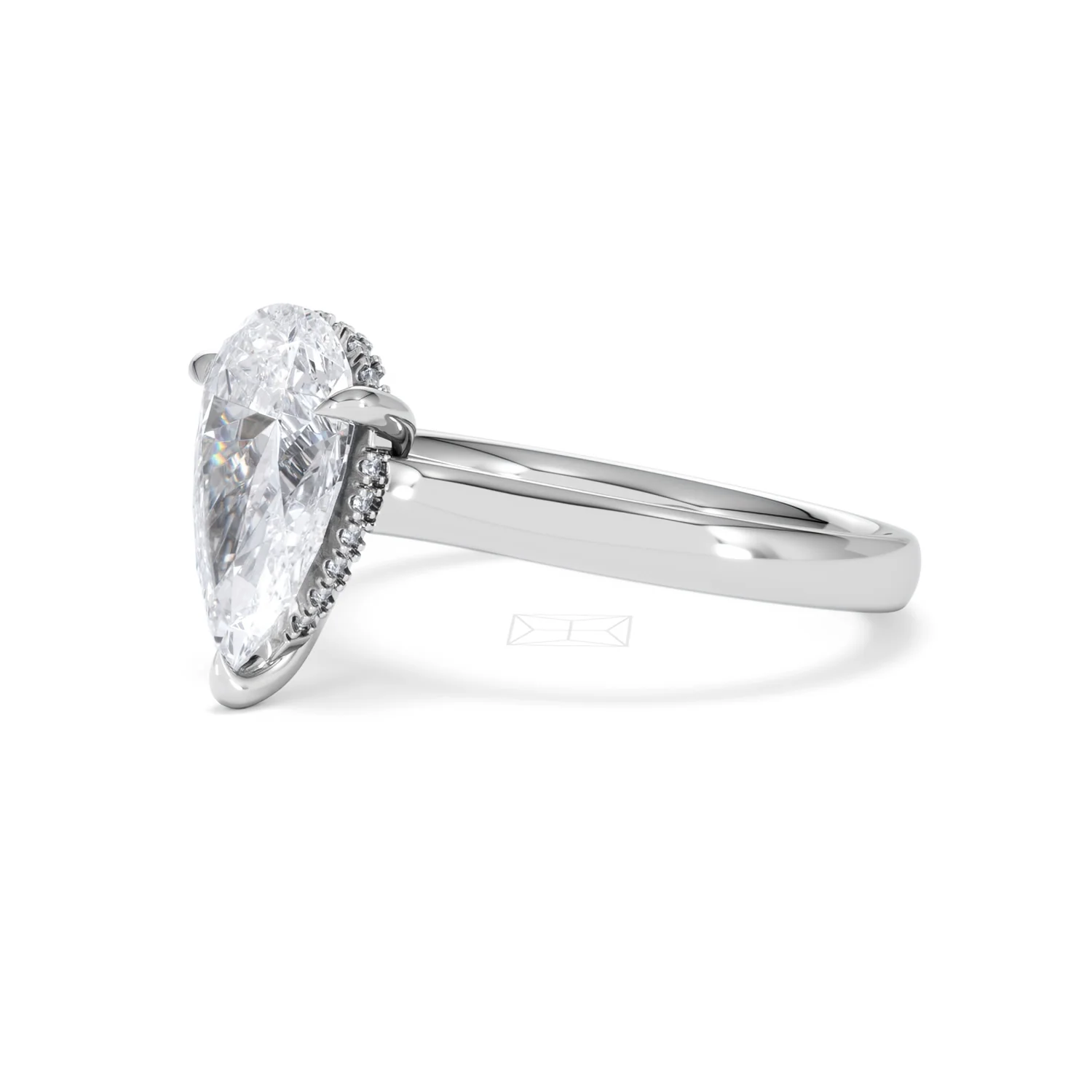 Amora Pear 2.09ct Hidden Halo Lab Diamond Engagement Ring F/VS Set in Platinum - Image 77