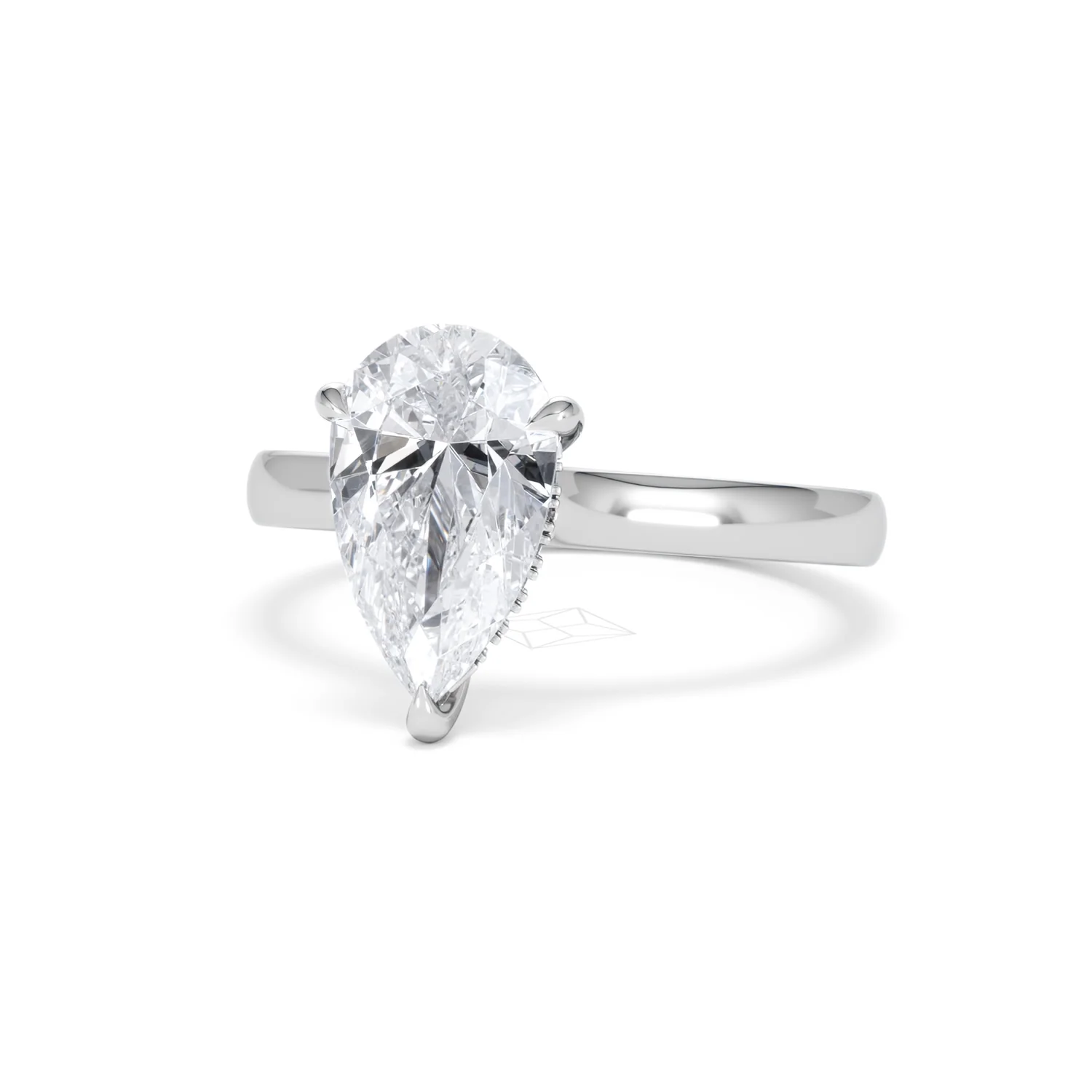 Amora Pear 2.09ct Hidden Halo Lab Diamond Engagement Ring F/VS Set in Platinum - Image 84