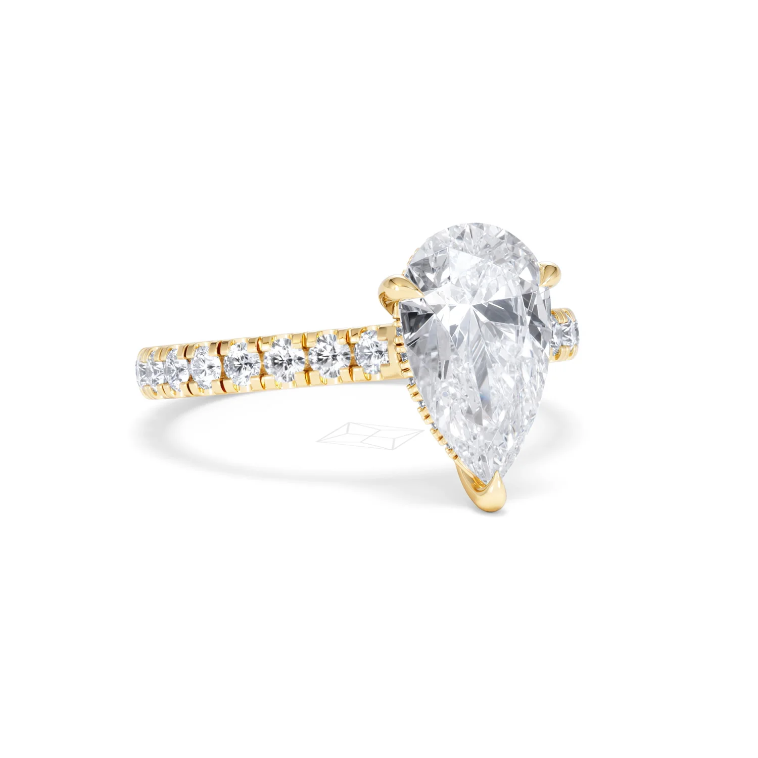 Amora Pear 2.55ct Hidden Halo Lab Diamond Engagement Ring With Side Stones Set in 18K Gold - Image 14