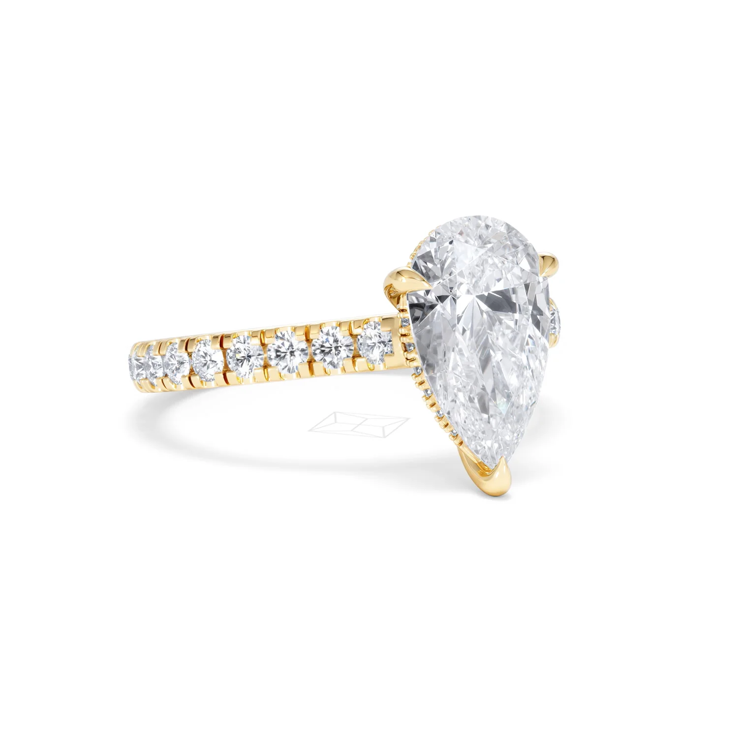 Amora Pear 2.55ct Hidden Halo Lab Diamond Engagement Ring With Side Stones Set in 18K Gold - Image 15