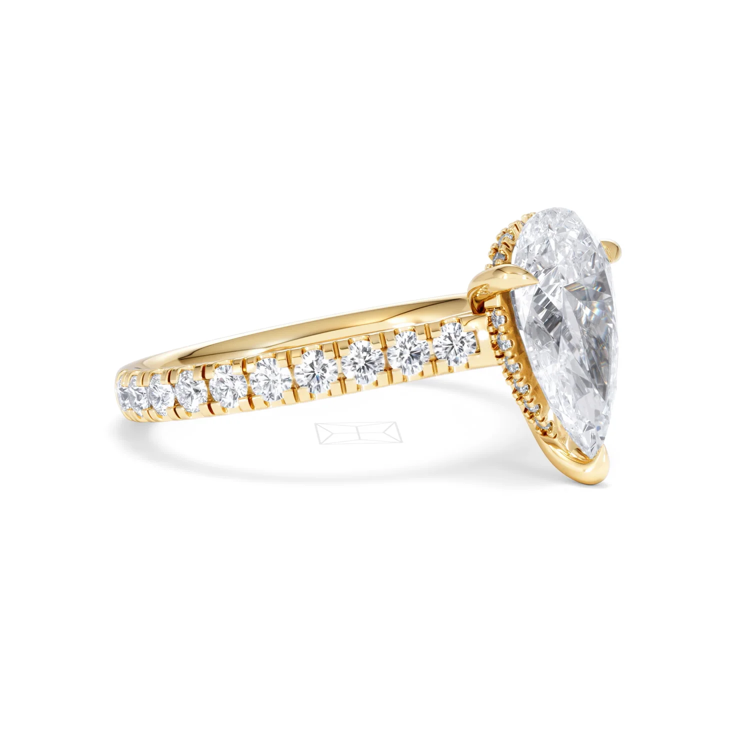 Amora Pear 2.55ct Hidden Halo Lab Diamond Engagement Ring With Side Stones Set in 18K Gold - Image 20