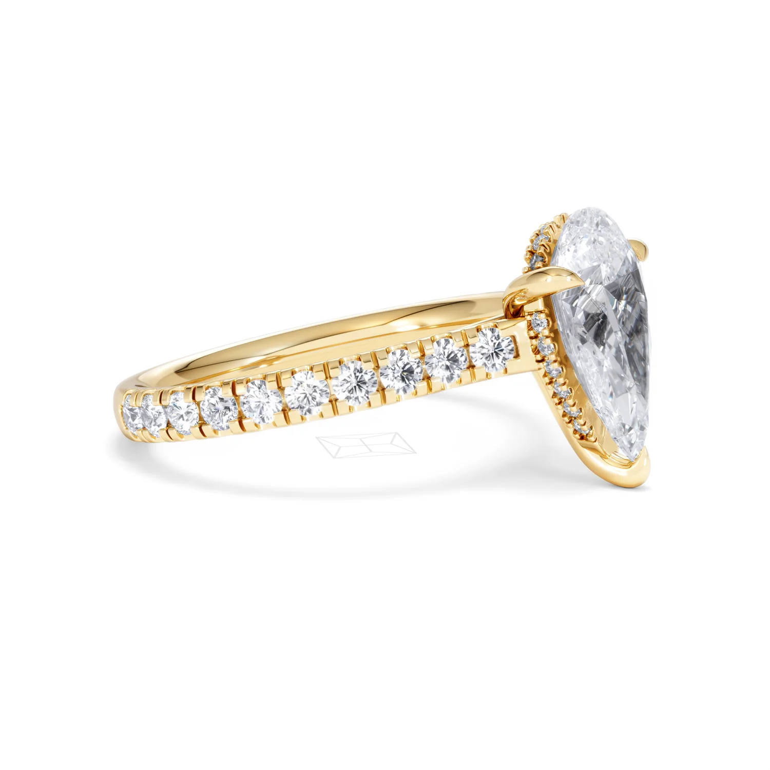 Amora Pear 2.55ct Hidden Halo Lab Diamond Engagement Ring With Side Stones Set in 18K Gold - Image 22