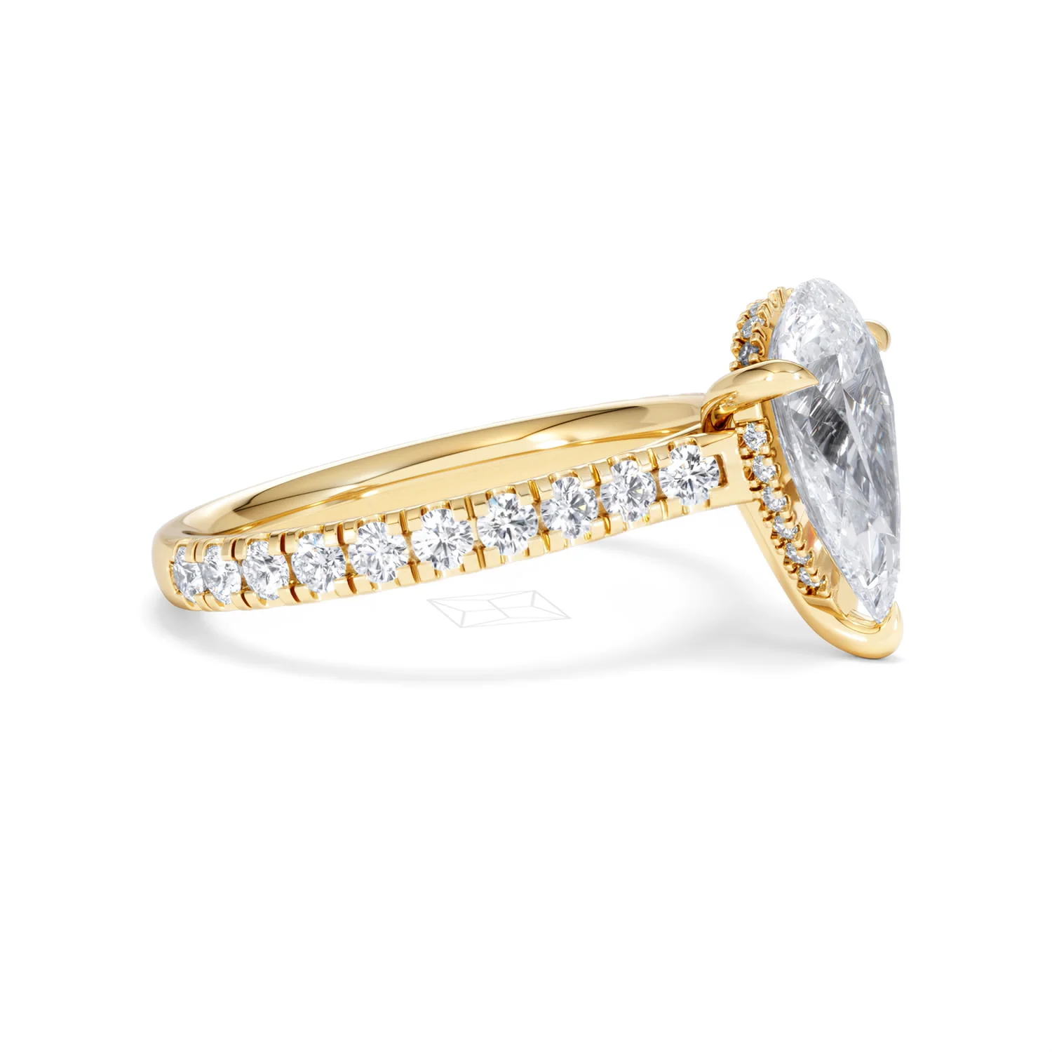 Amora Pear 2.55ct Hidden Halo Lab Diamond Engagement Ring With Side Stones Set in 18K Gold - Image 23