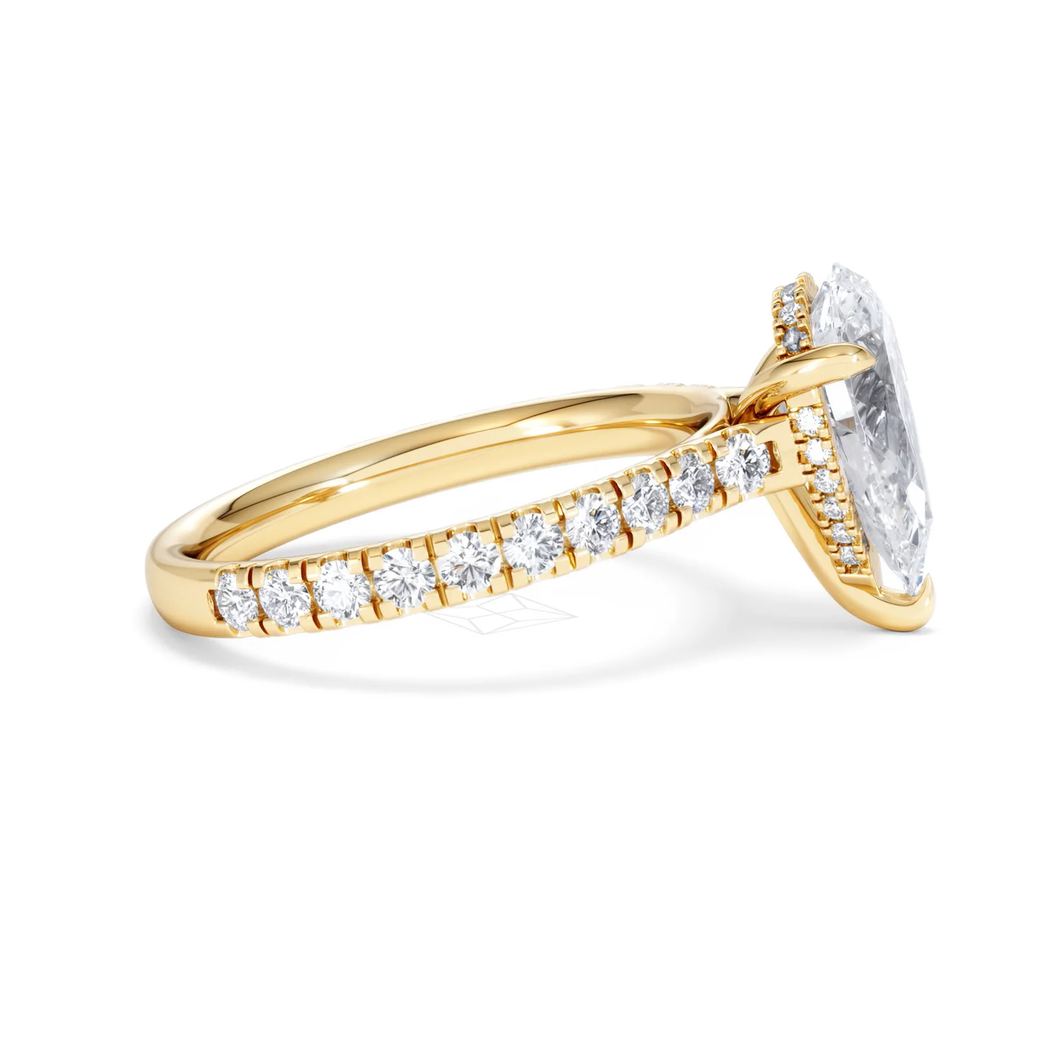 Amora Pear 2.55ct Hidden Halo Lab Diamond Engagement Ring With Side Stones Set in 18K Gold - Image 27