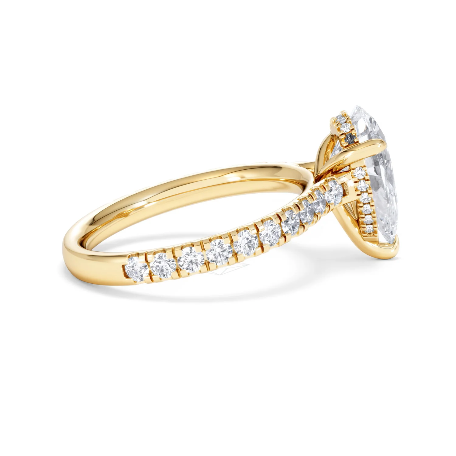 Amora Pear 2.55ct Hidden Halo Lab Diamond Engagement Ring With Side Stones Set in 18K Gold - Image 31