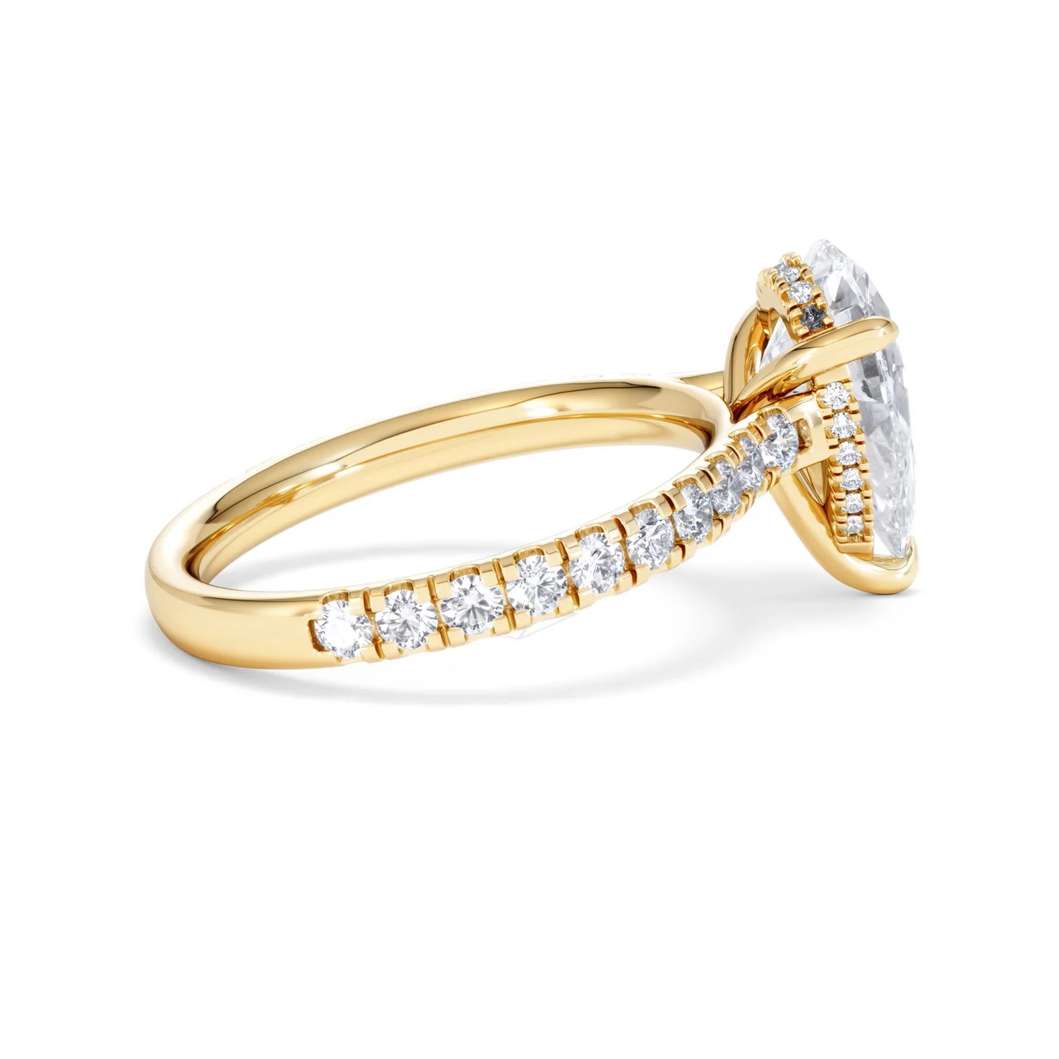 Amora Pear 2.55ct Hidden Halo Lab Diamond Engagement Ring With Side Stones Set in 18K Gold - Image 32