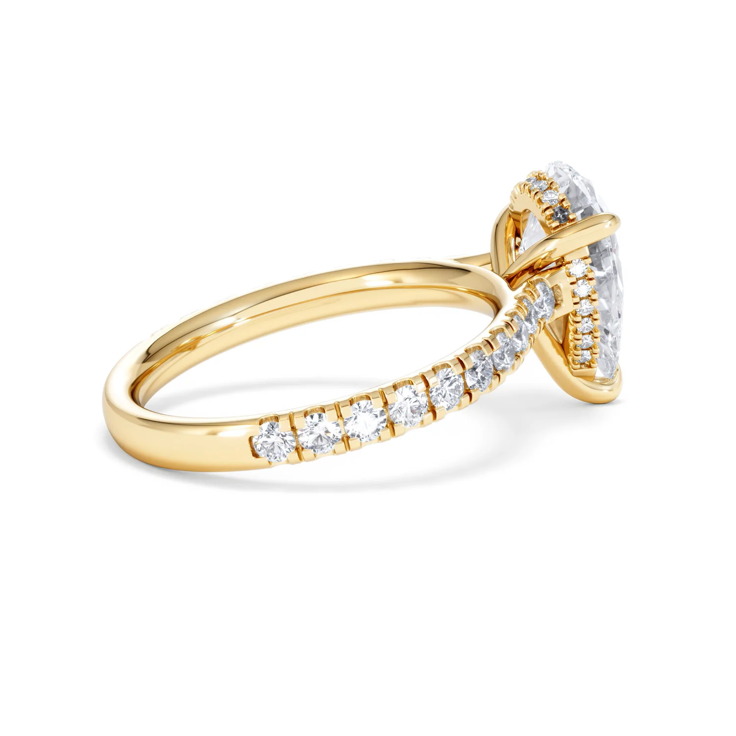 Amora Pear 2.55ct Hidden Halo Lab Diamond Engagement Ring With Side Stones Set in 18K Gold - Image 34