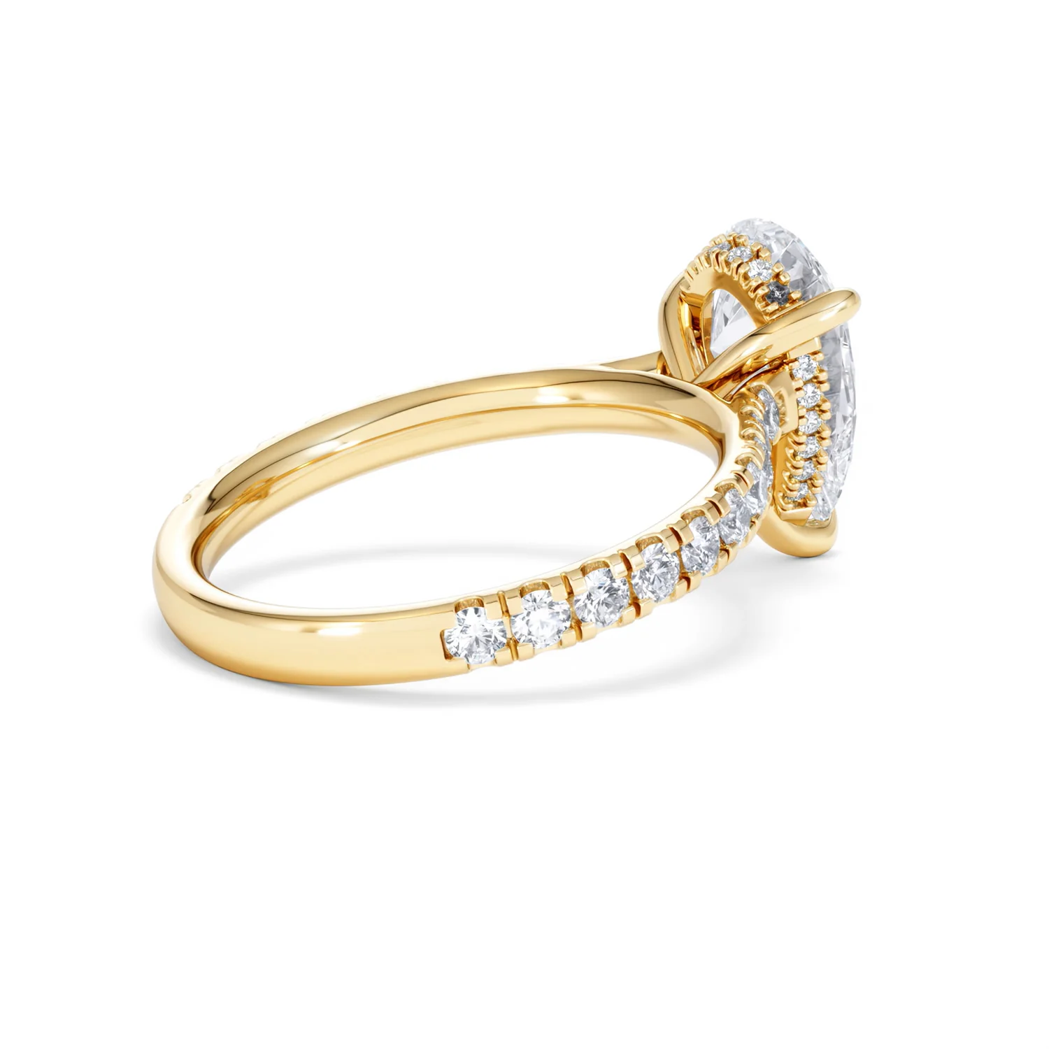 Amora Pear 2.55ct Hidden Halo Lab Diamond Engagement Ring With Side Stones Set in 18K Gold - Image 37