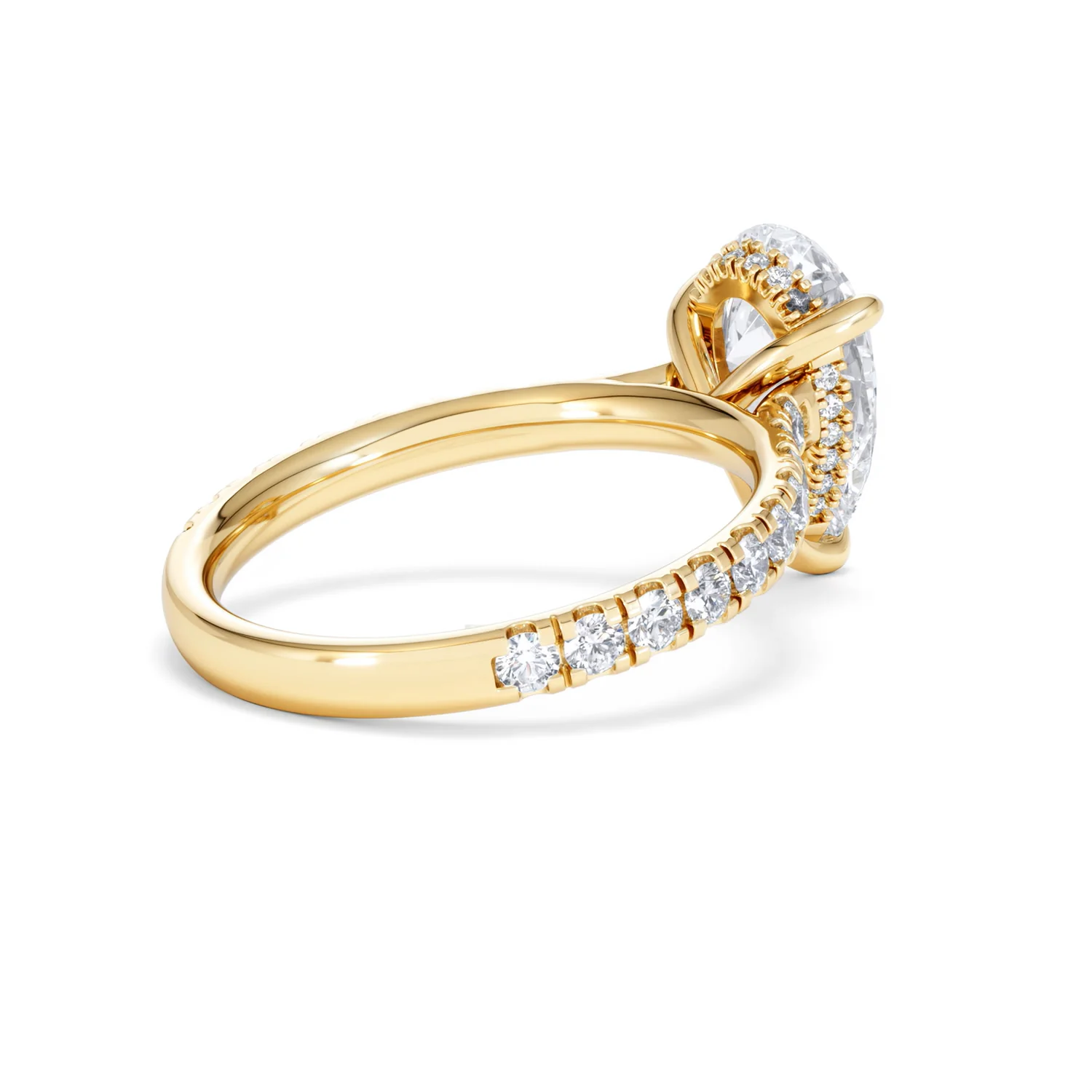 Amora Pear 2.55ct Hidden Halo Lab Diamond Engagement Ring With Side Stones Set in 18K Gold - Image 38