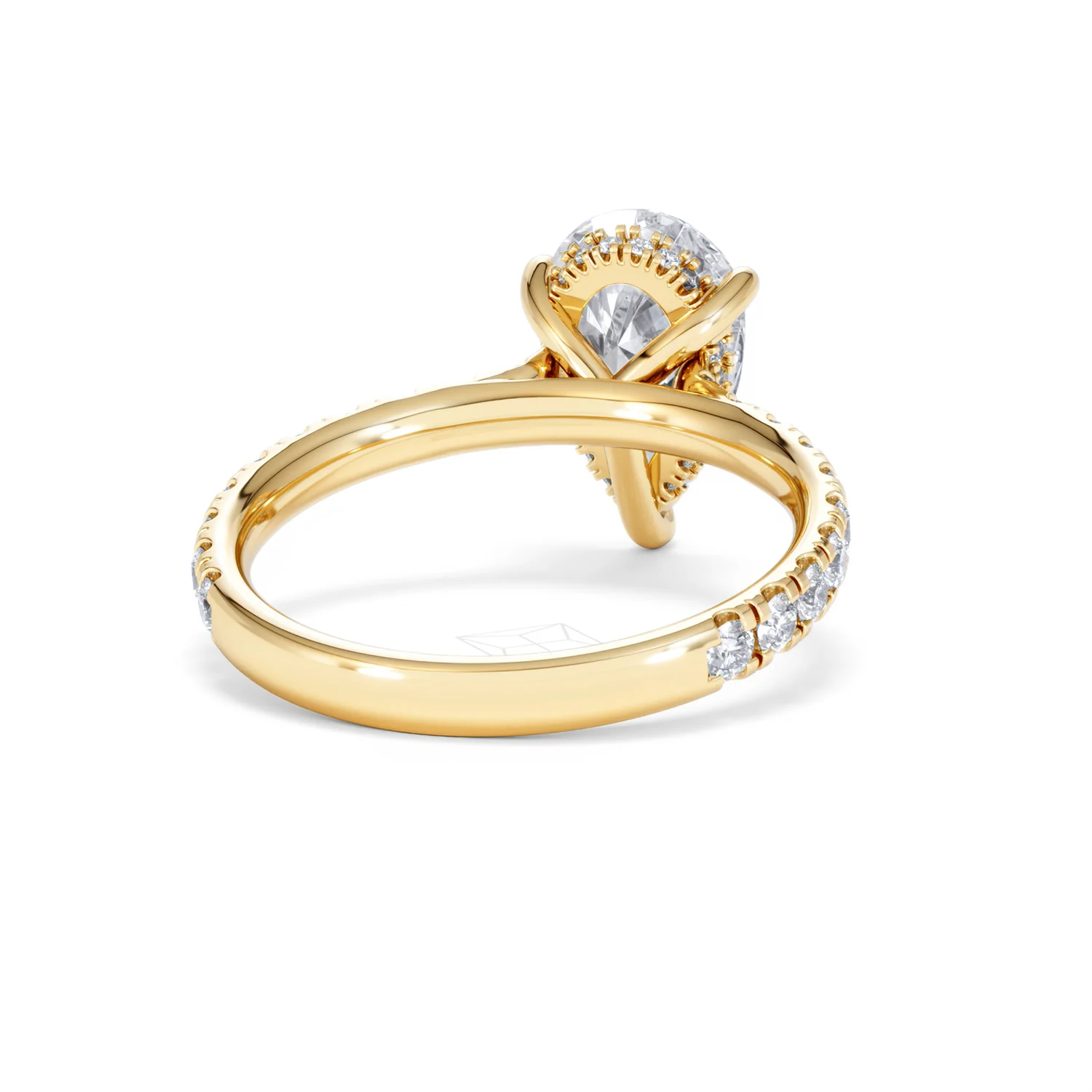 Amora Pear 2.55ct Hidden Halo Lab Diamond Engagement Ring With Side Stones Set in 18K Gold - Image 45