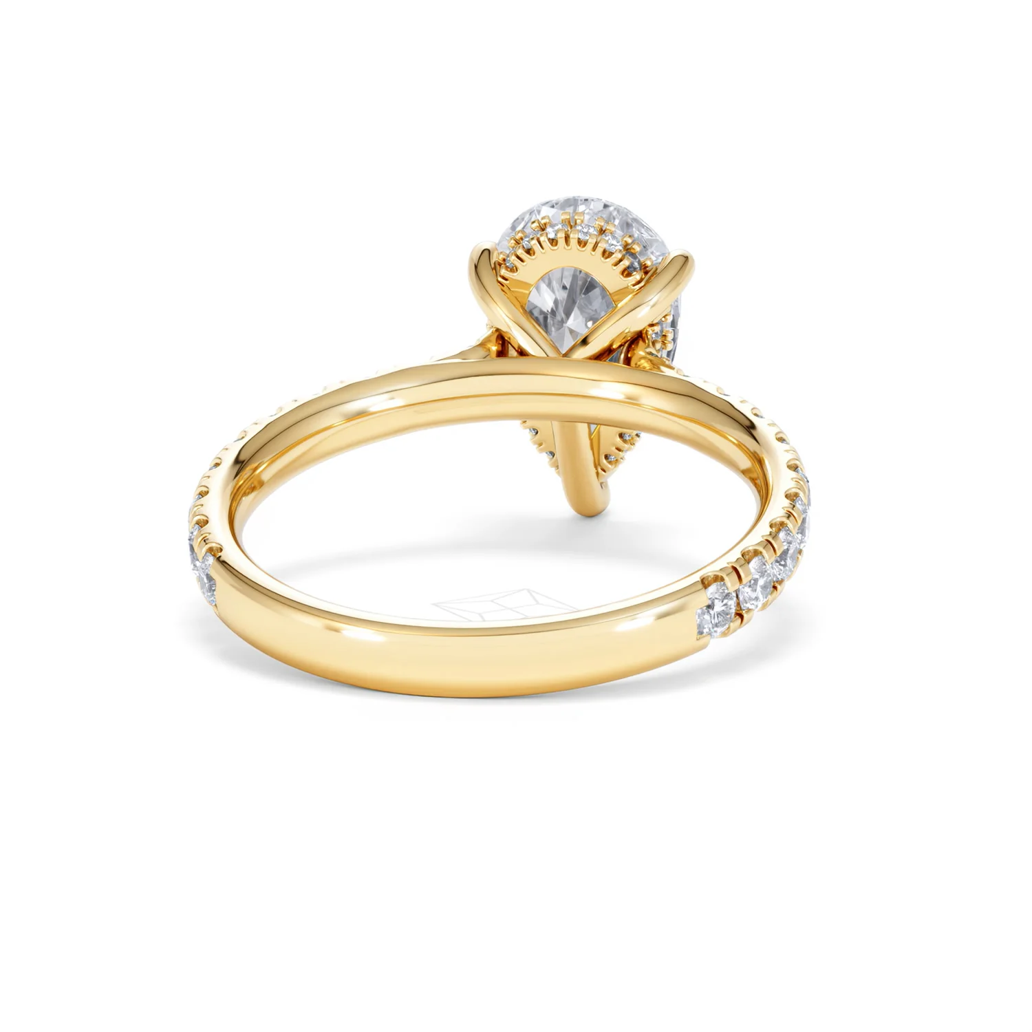 Amora Pear 2.55ct Hidden Halo Lab Diamond Engagement Ring With Side Stones Set in 18K Gold - Image 46