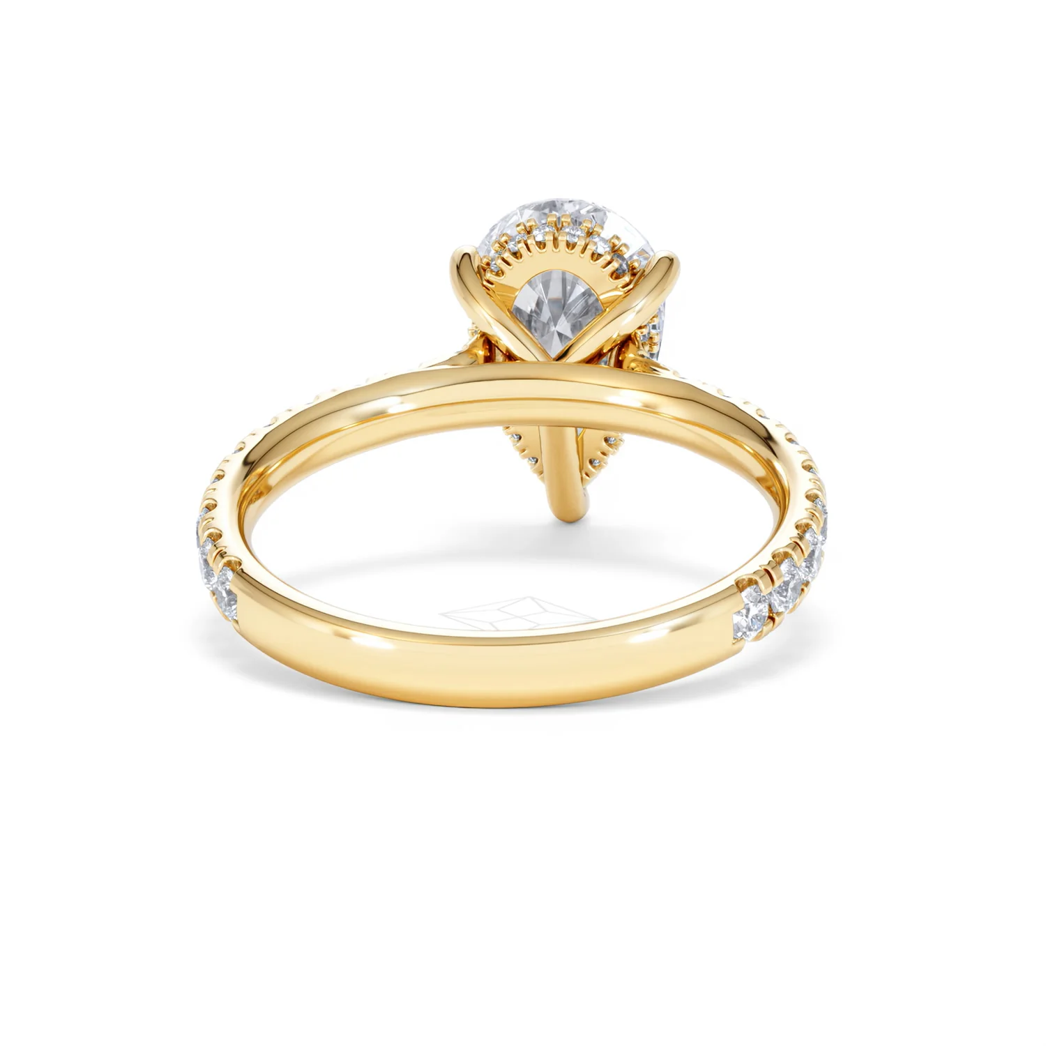 Amora Pear 2.55ct Hidden Halo Lab Diamond Engagement Ring With Side Stones Set in 18K Gold - Image 47