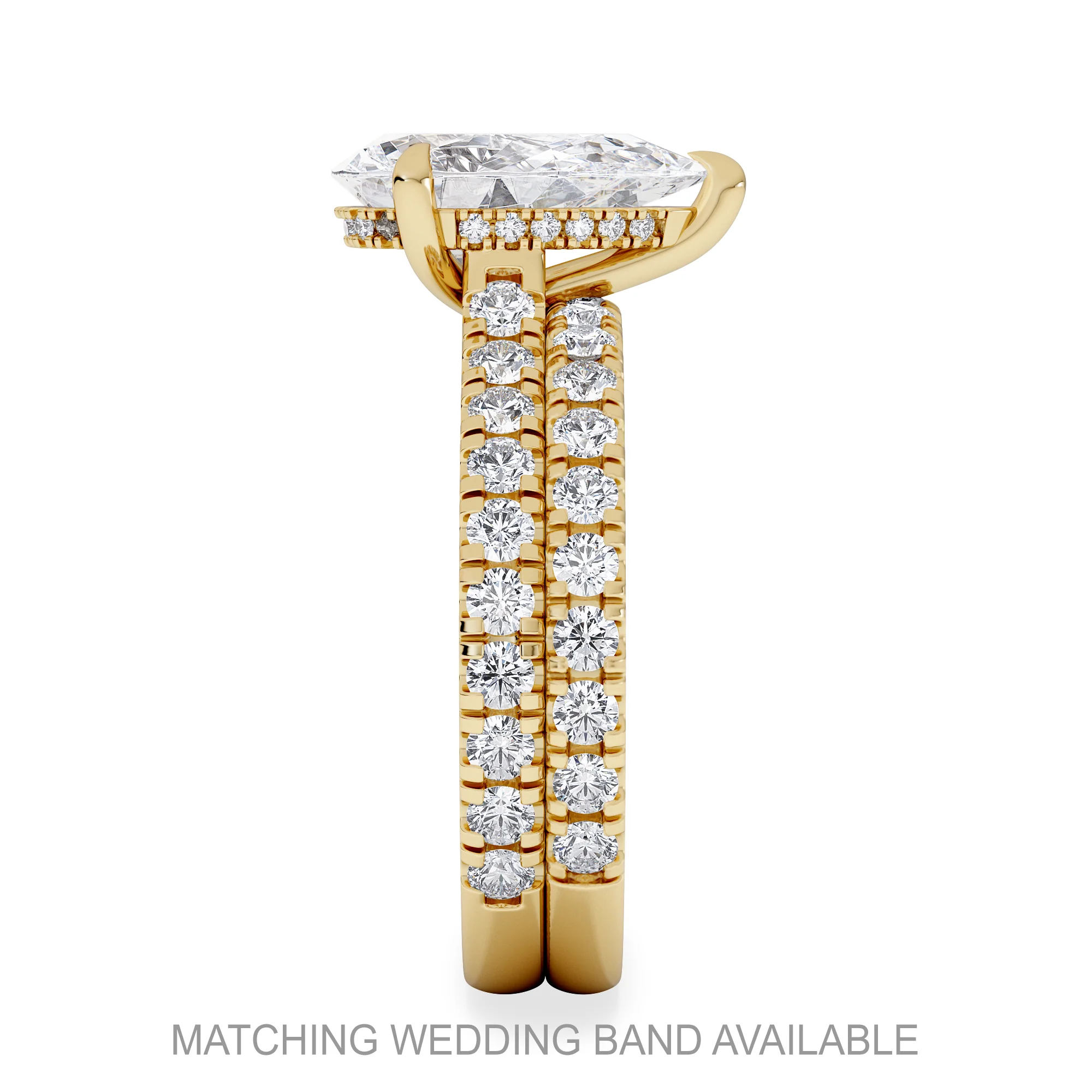 Amora Pear 2.55ct Hidden Halo Lab Diamond Engagement Ring With Side Stones Set in 18K Gold - Image 5