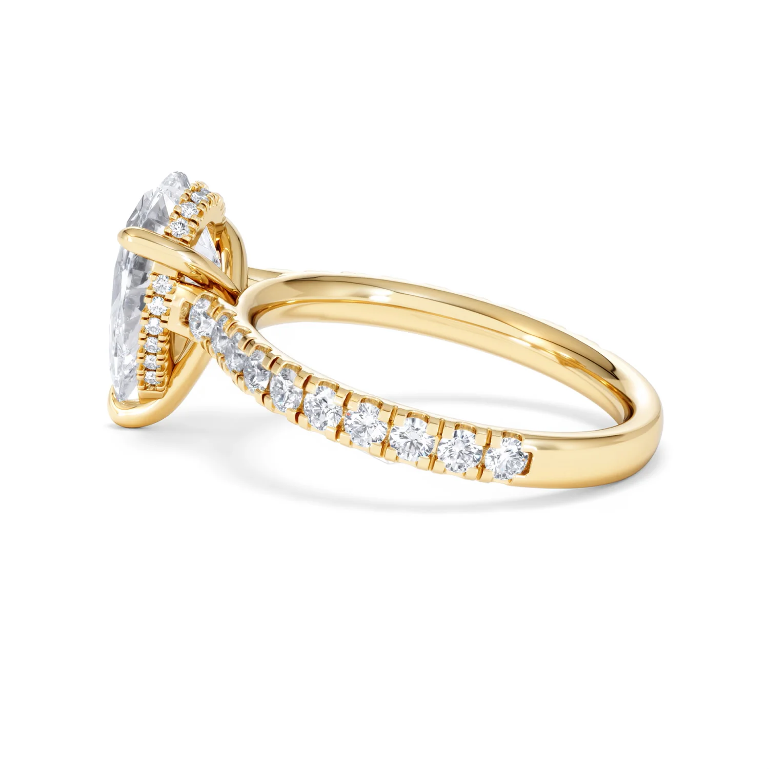 Amora Pear 2.55ct Hidden Halo Lab Diamond Engagement Ring With Side Stones Set in 18K Gold - Image 65
