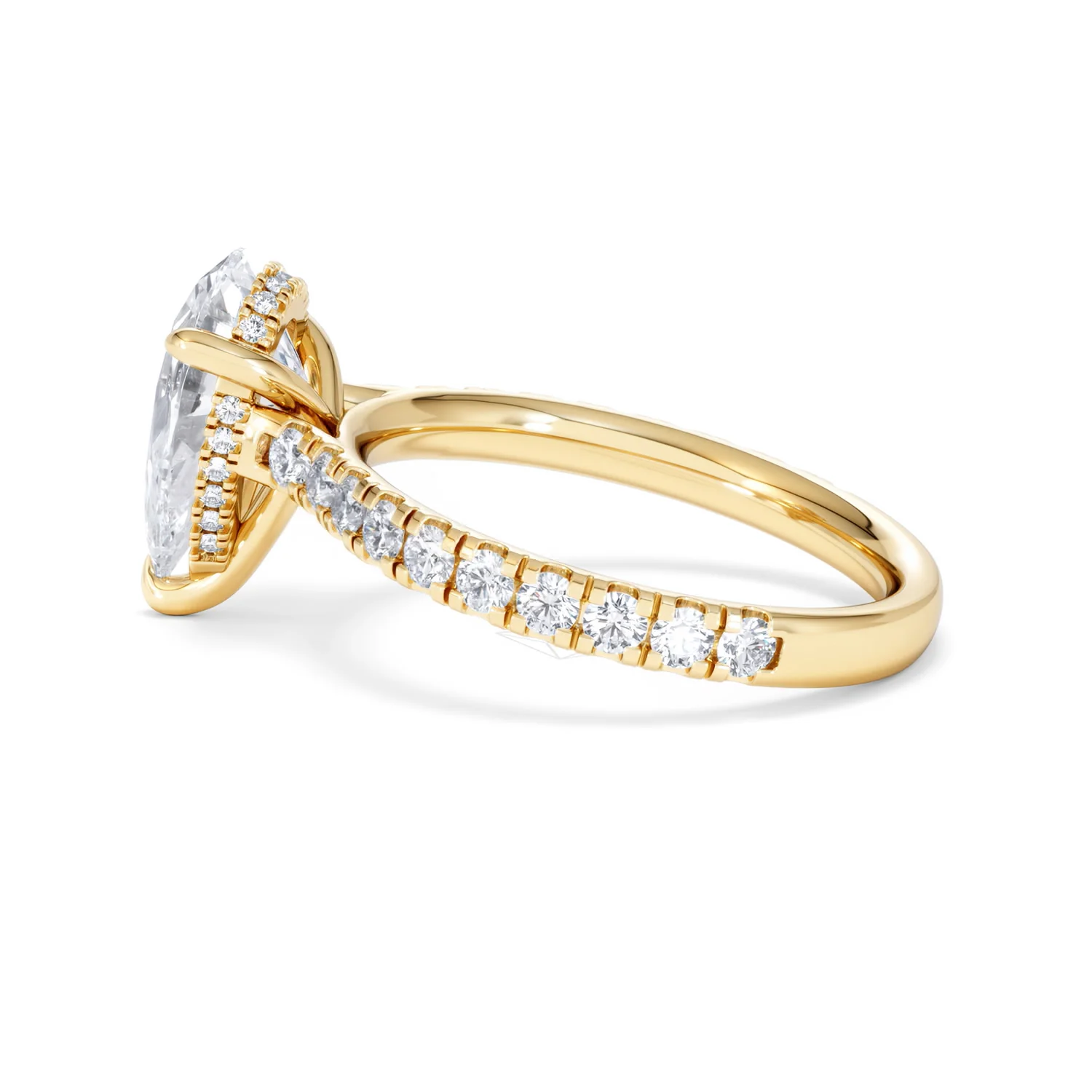 Amora Pear 2.55ct Hidden Halo Lab Diamond Engagement Ring With Side Stones Set in 18K Gold - Image 66