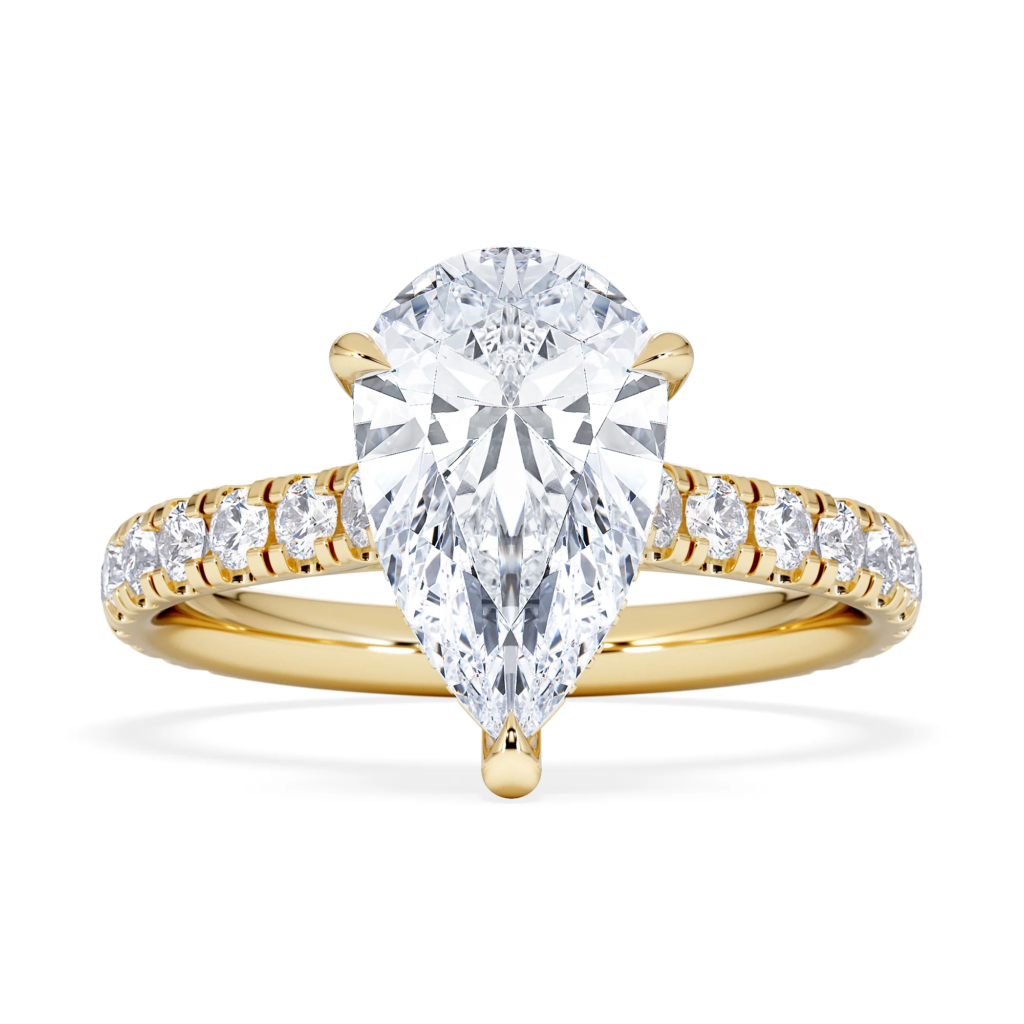 Amora Pear 2.55ct Hidden Halo Lab Diamond Engagement Ring With Side Stones Set in 18K Gold - Image 7