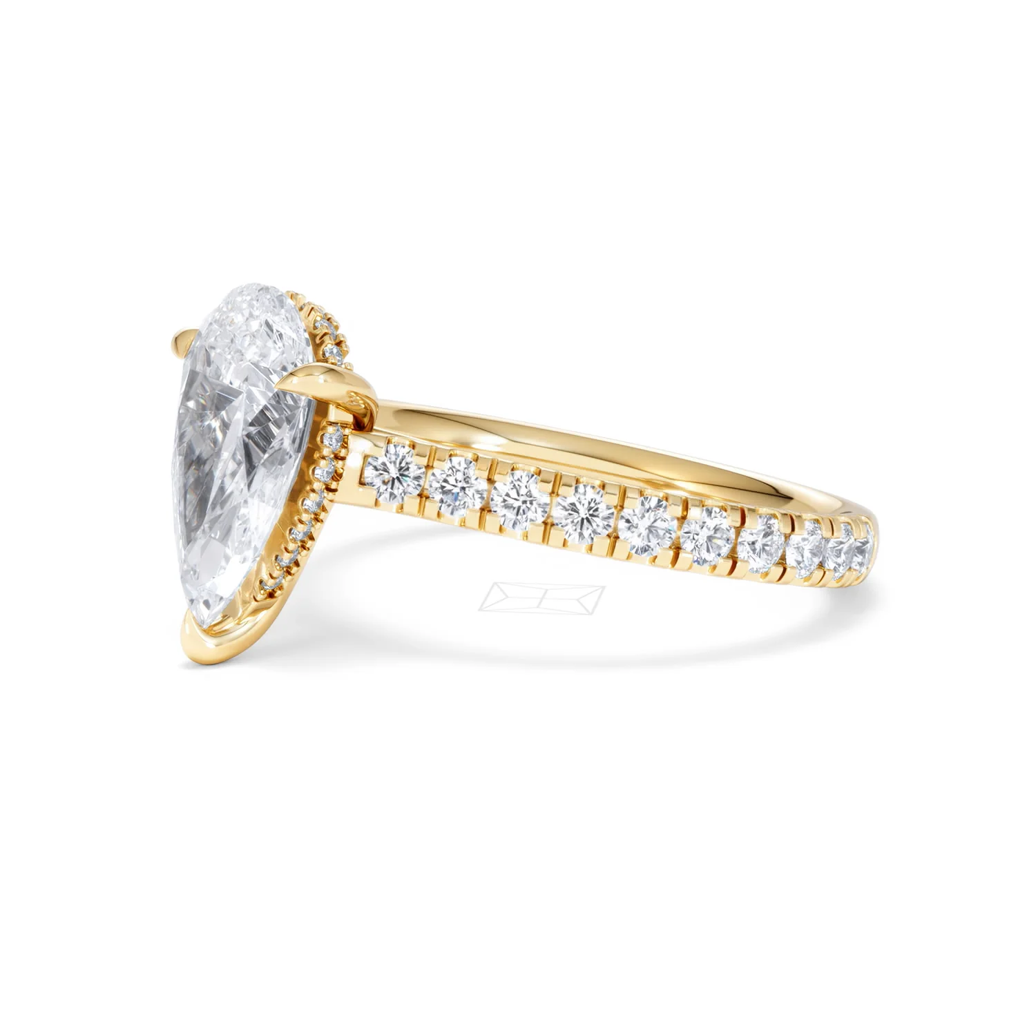 Amora Pear 2.55ct Hidden Halo Lab Diamond Engagement Ring With Side Stones Set in 18K Gold - Image 77