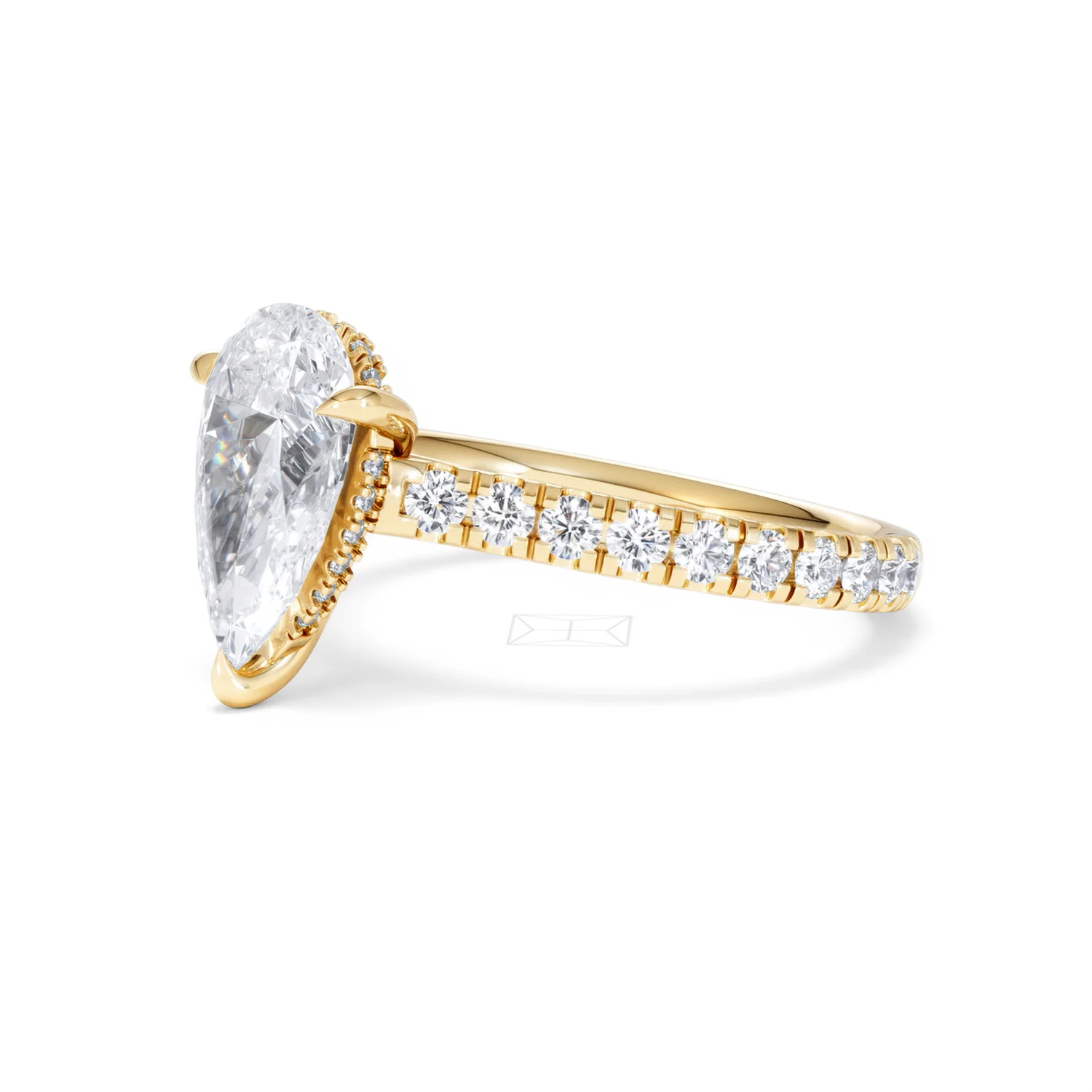 Amora Pear 2.55ct Hidden Halo Lab Diamond Engagement Ring With Side Stones Set in 18K Gold - Image 78