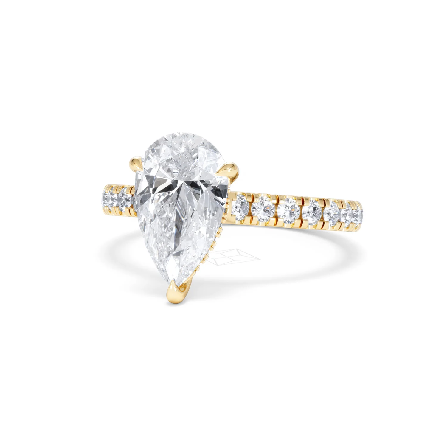 Amora Pear 2.55ct Hidden Halo Lab Diamond Engagement Ring With Side Stones Set in 18K Gold - Image 85