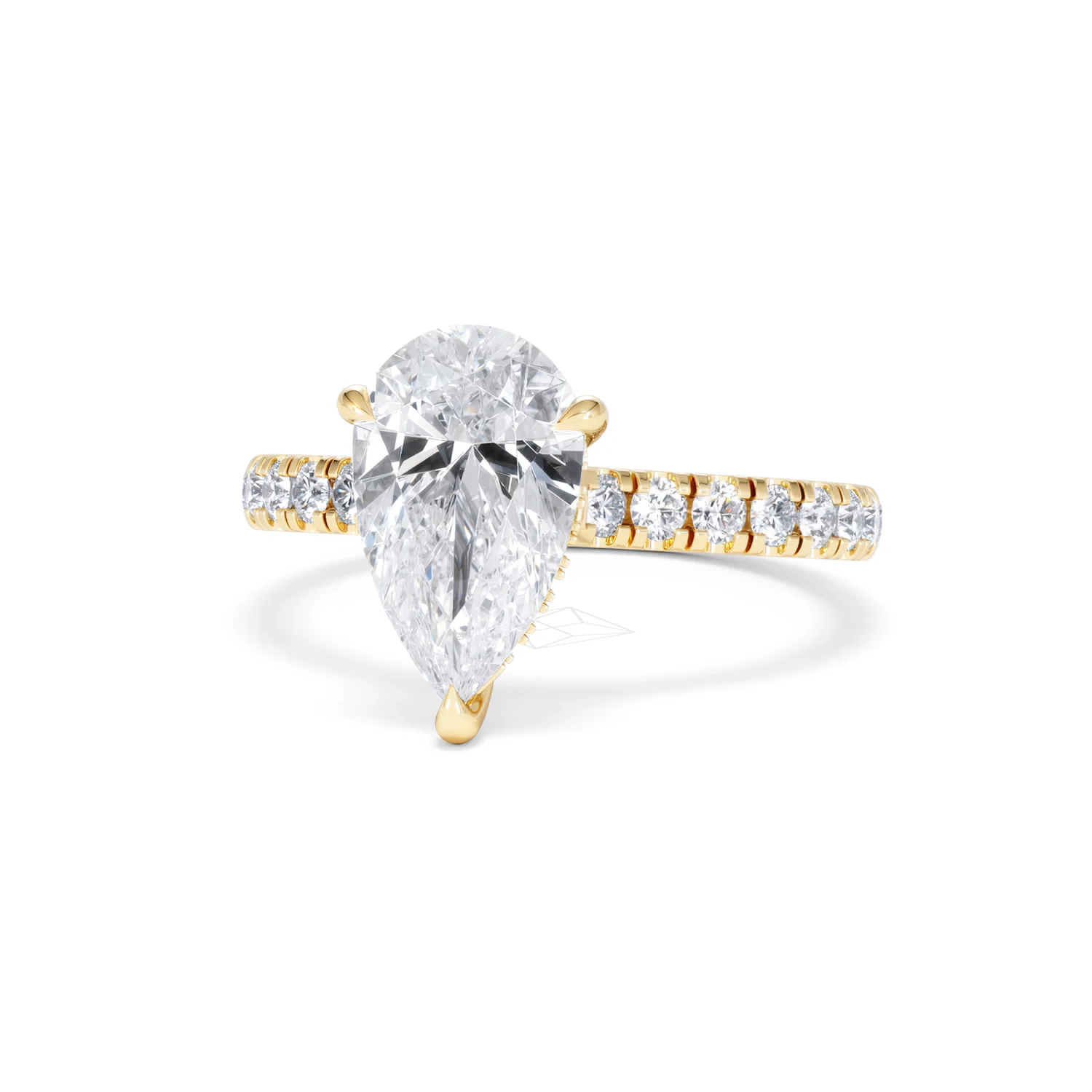 Amora Pear 2.55ct Hidden Halo Lab Diamond Engagement Ring With Side Stones Set in 18K Gold - Image 86