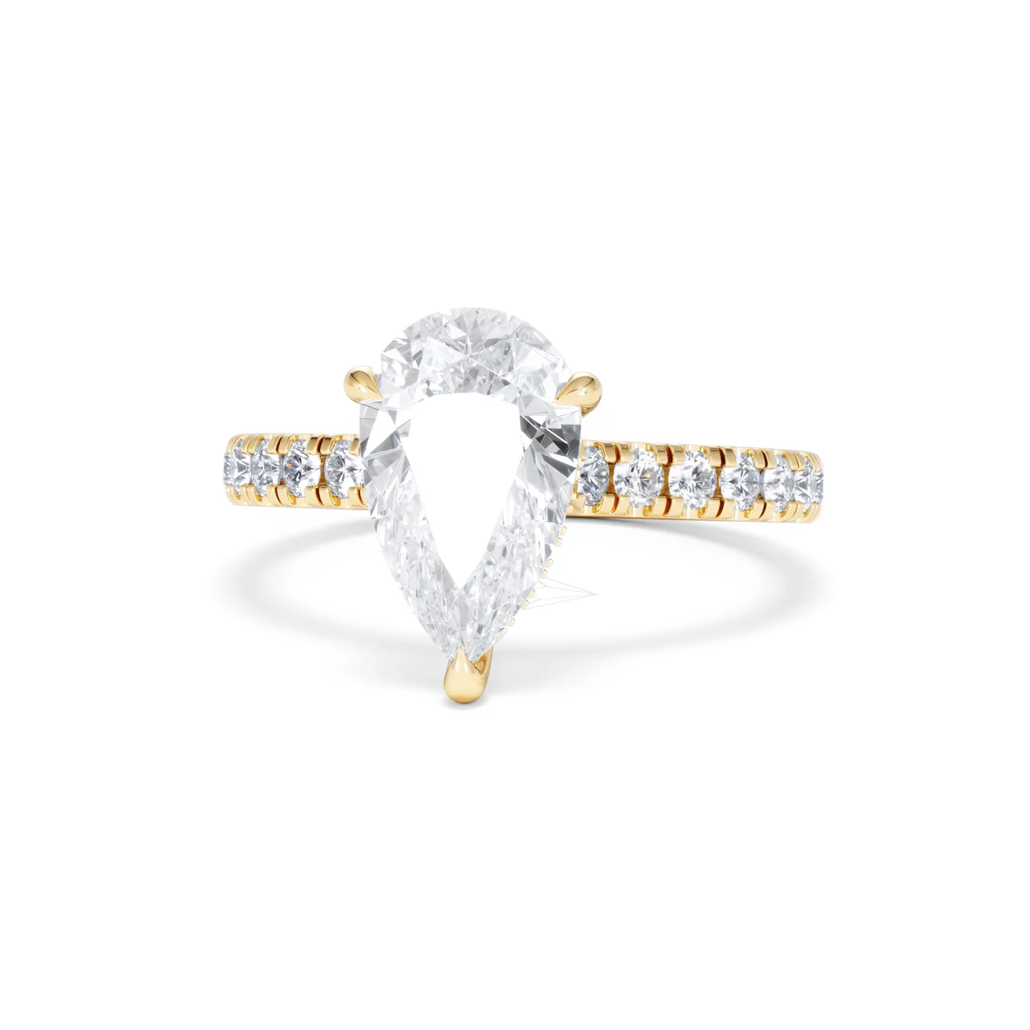Amora Pear 2.55ct Hidden Halo Lab Diamond Engagement Ring With Side Stones Set in 18K Gold - Image 87