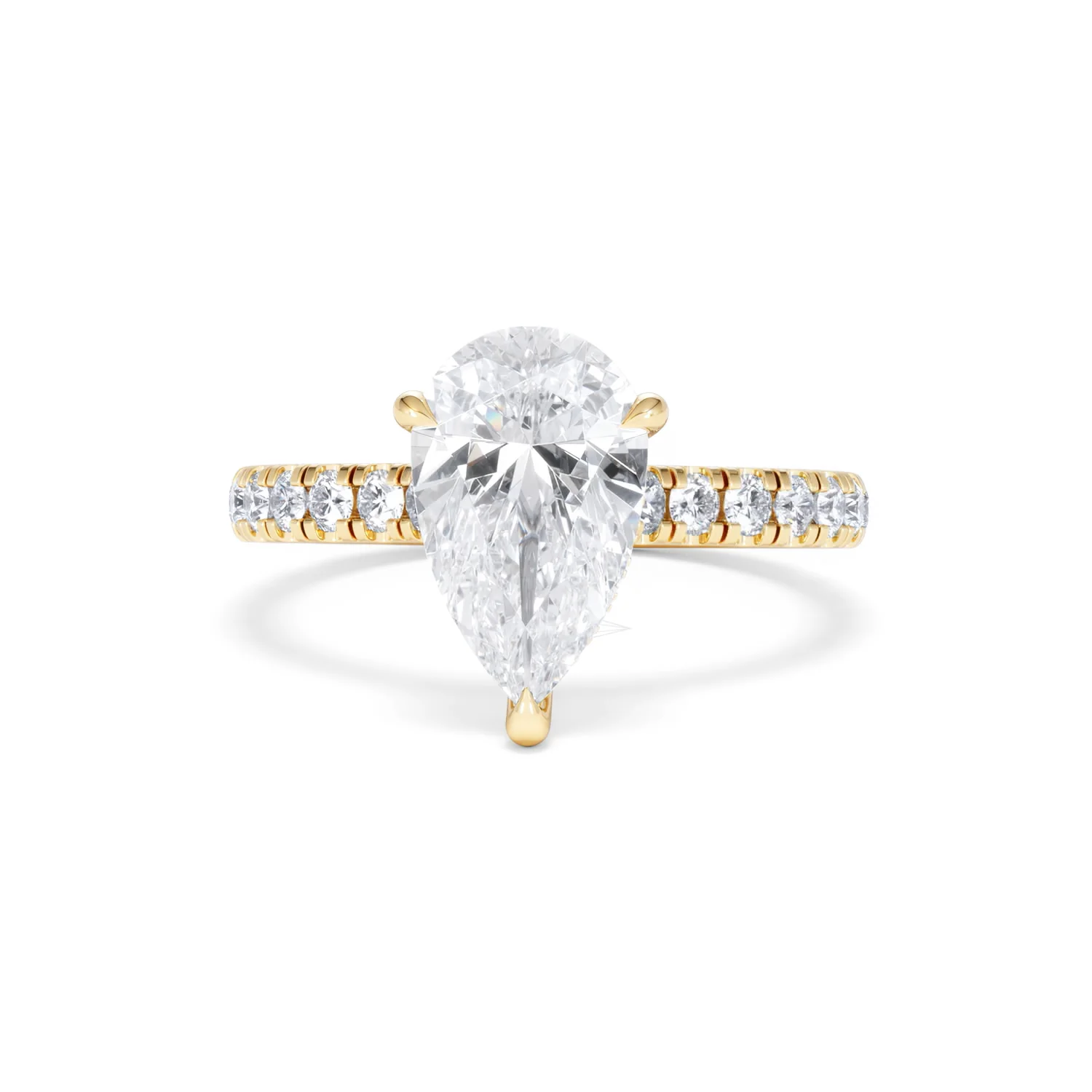 Amora Pear 2.55ct Hidden Halo Lab Diamond Engagement Ring With Side Stones Set in 18K Gold - Image 88