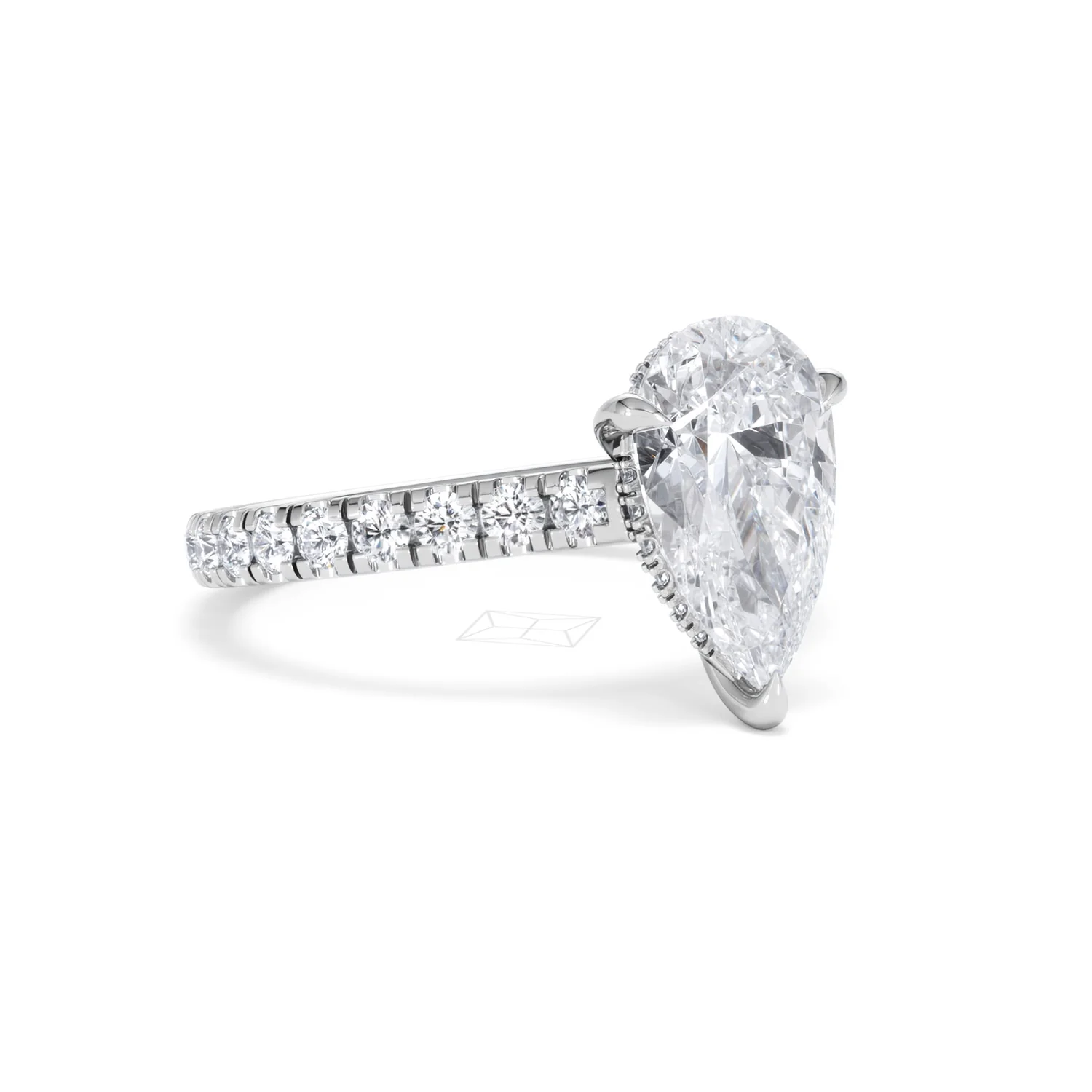 Amora Pear 2.55ct Hidden Halo Lab Diamond Engagement Ring With Side Stones Set in 18K Platinum - Image 15