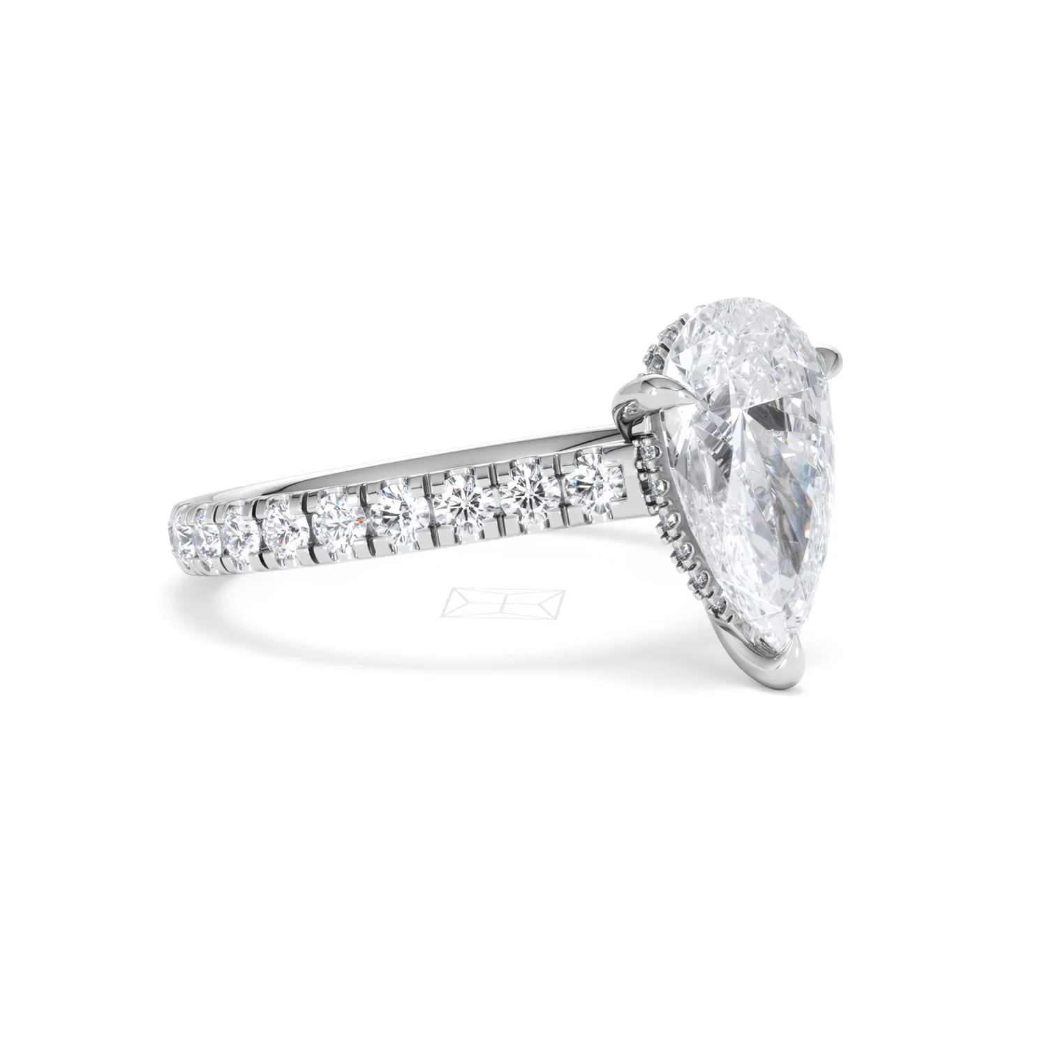 Amora Pear 2.55ct Hidden Halo Lab Diamond Engagement Ring With Side Stones Set in 18K Platinum - Image 17