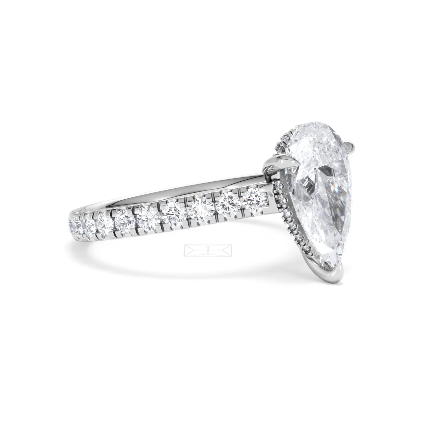 Amora Pear 2.55ct Hidden Halo Lab Diamond Engagement Ring With Side Stones Set in 18K Platinum - Image 18