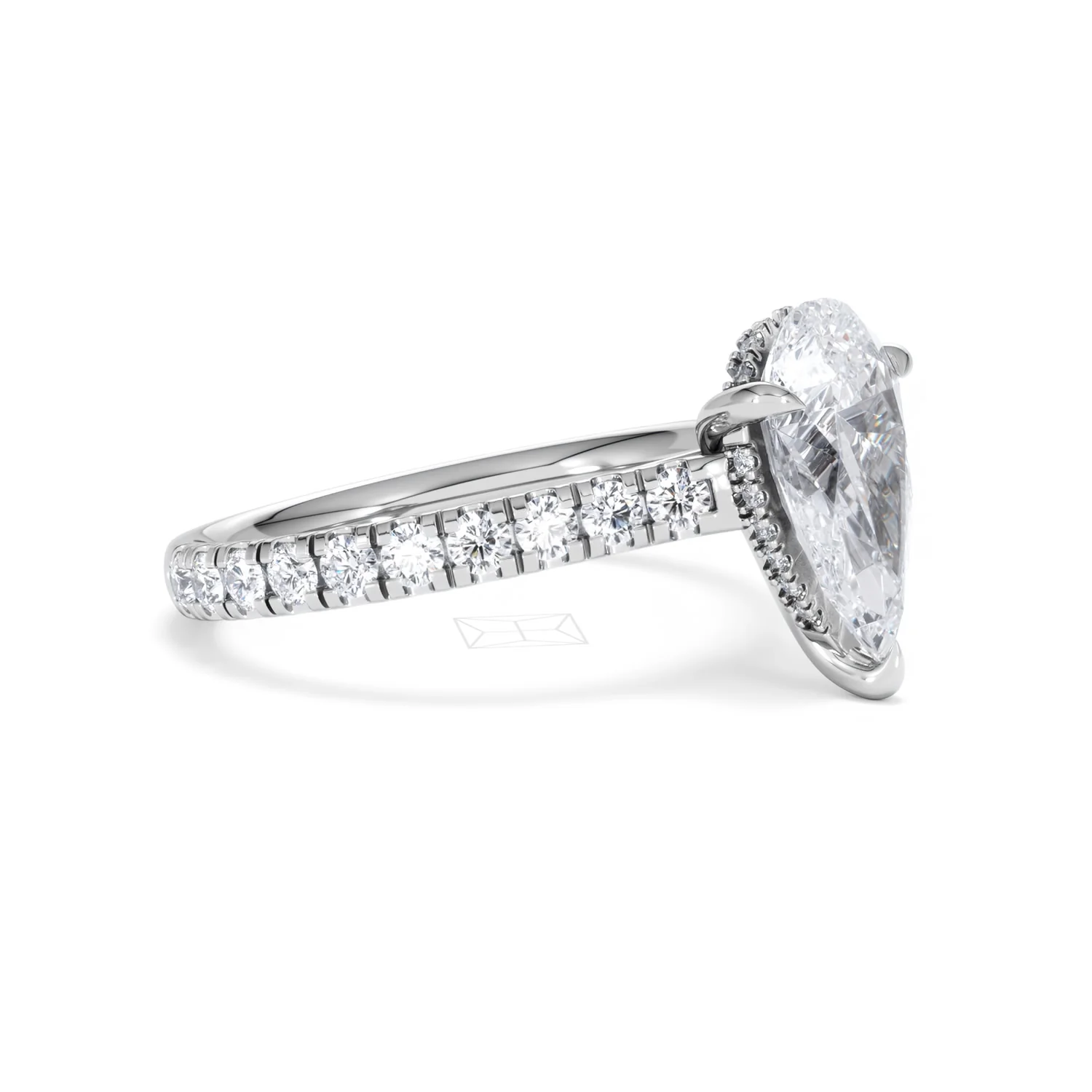 Amora Pear 2.55ct Hidden Halo Lab Diamond Engagement Ring With Side Stones Set in 18K Platinum - Image 20