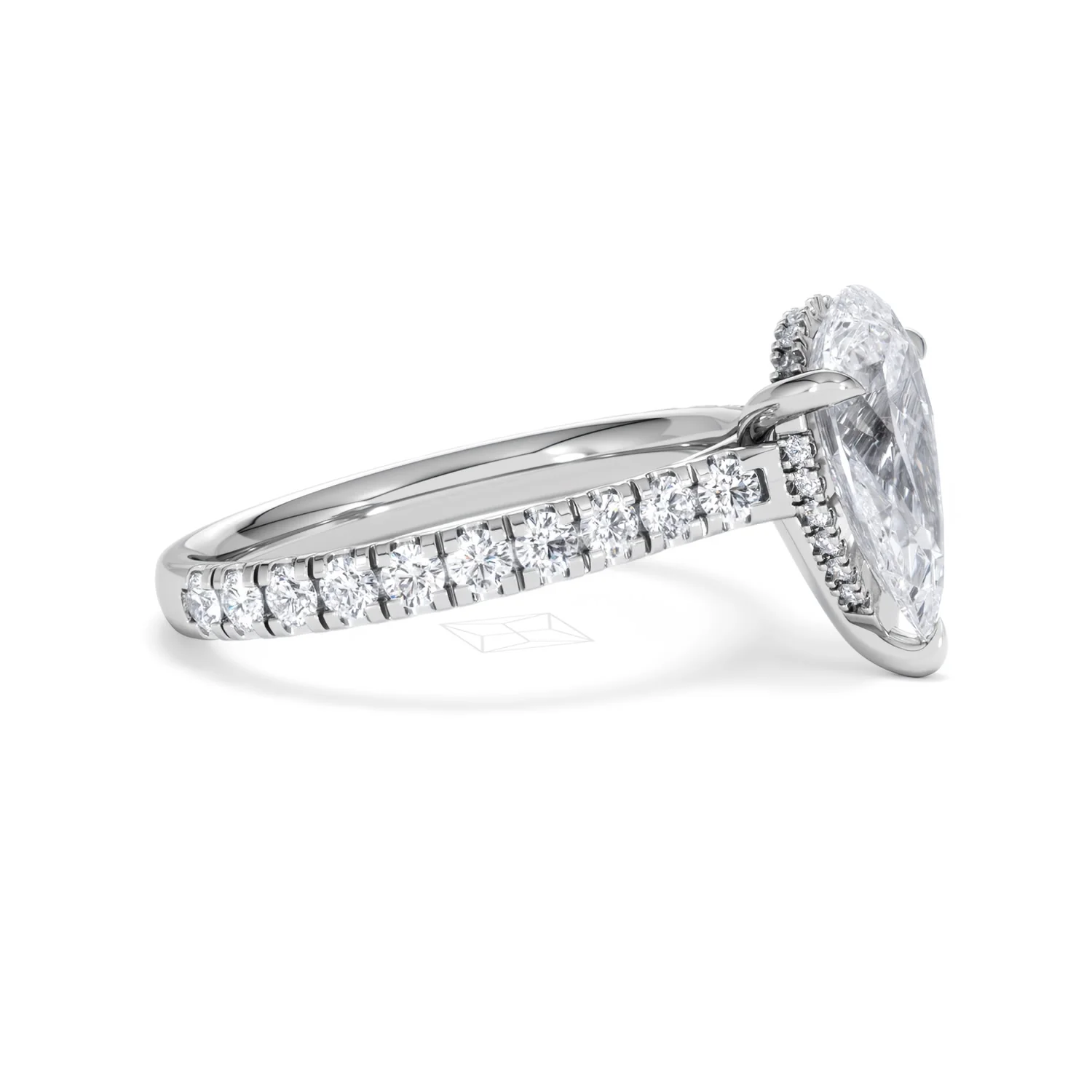 Amora Pear 2.55ct Hidden Halo Lab Diamond Engagement Ring With Side Stones Set in 18K Platinum - Image 23