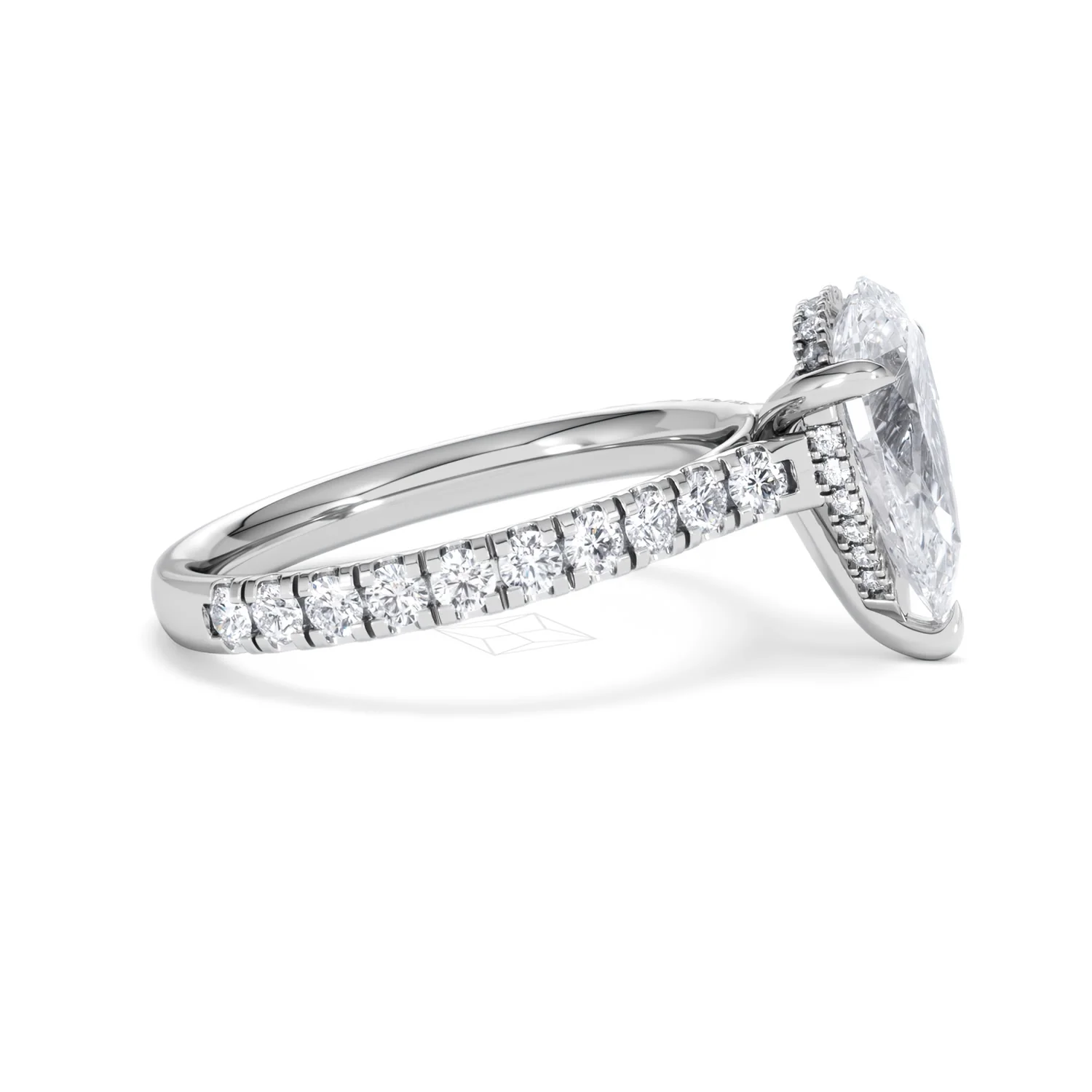 Amora Pear 2.55ct Hidden Halo Lab Diamond Engagement Ring With Side Stones Set in 18K Platinum - Image 25