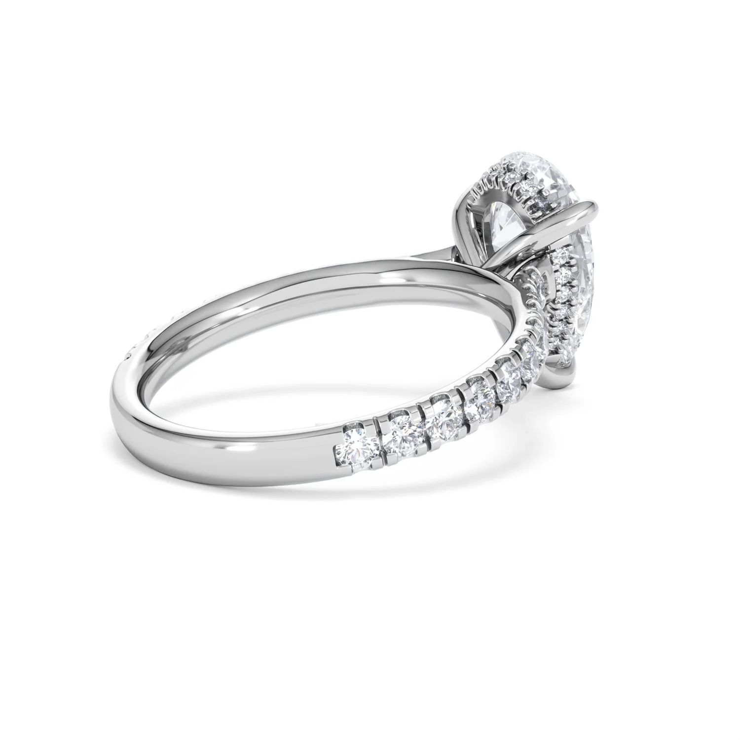 Amora Pear 2.55ct Hidden Halo Lab Diamond Engagement Ring With Side Stones Set in 18K Platinum - Image 37