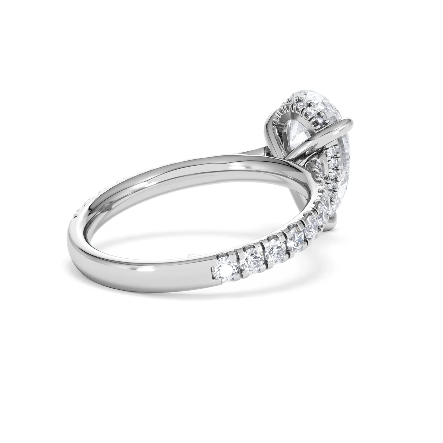 Amora Pear 2.55ct Hidden Halo Lab Diamond Engagement Ring With Side Stones Set in 18K Platinum - Image 38