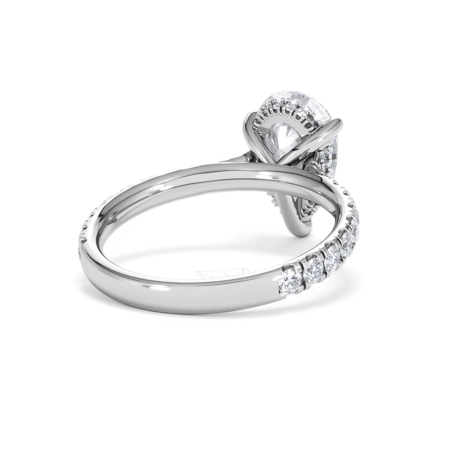 Amora Pear 2.55ct Hidden Halo Lab Diamond Engagement Ring With Side Stones Set in 18K Platinum - Image 42