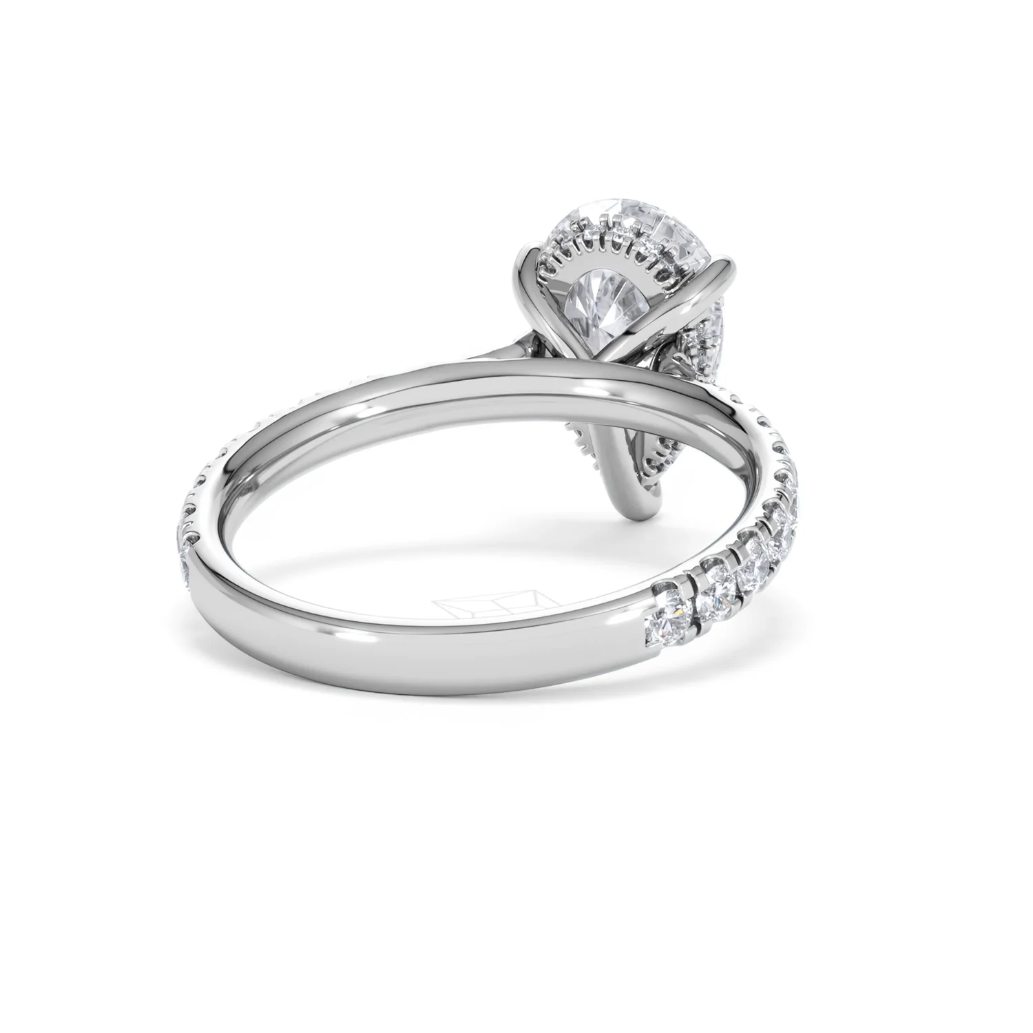 Amora Pear 2.55ct Hidden Halo Lab Diamond Engagement Ring With Side Stones Set in 18K Platinum - Image 43