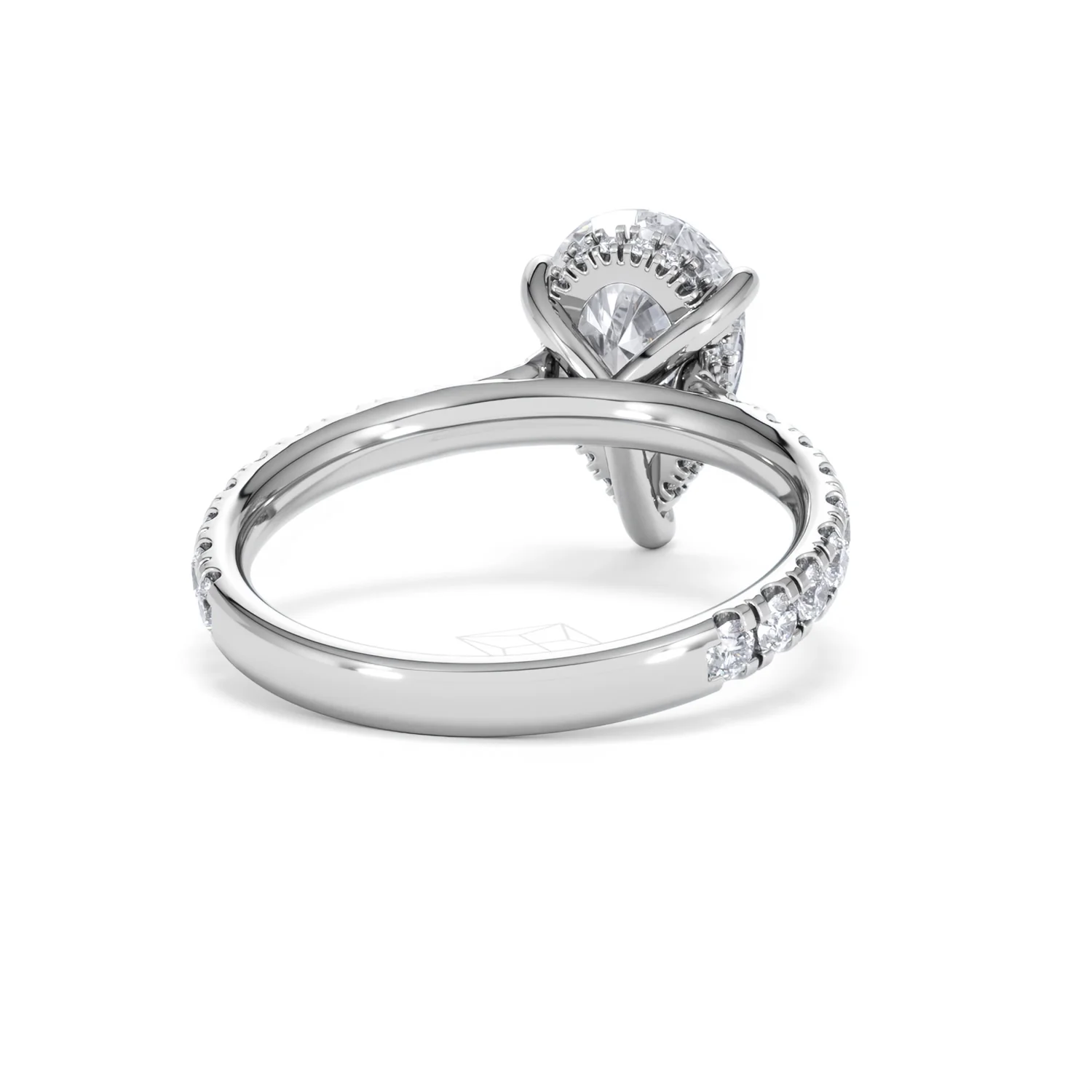 Amora Pear 2.55ct Hidden Halo Lab Diamond Engagement Ring With Side Stones Set in 18K Platinum - Image 44
