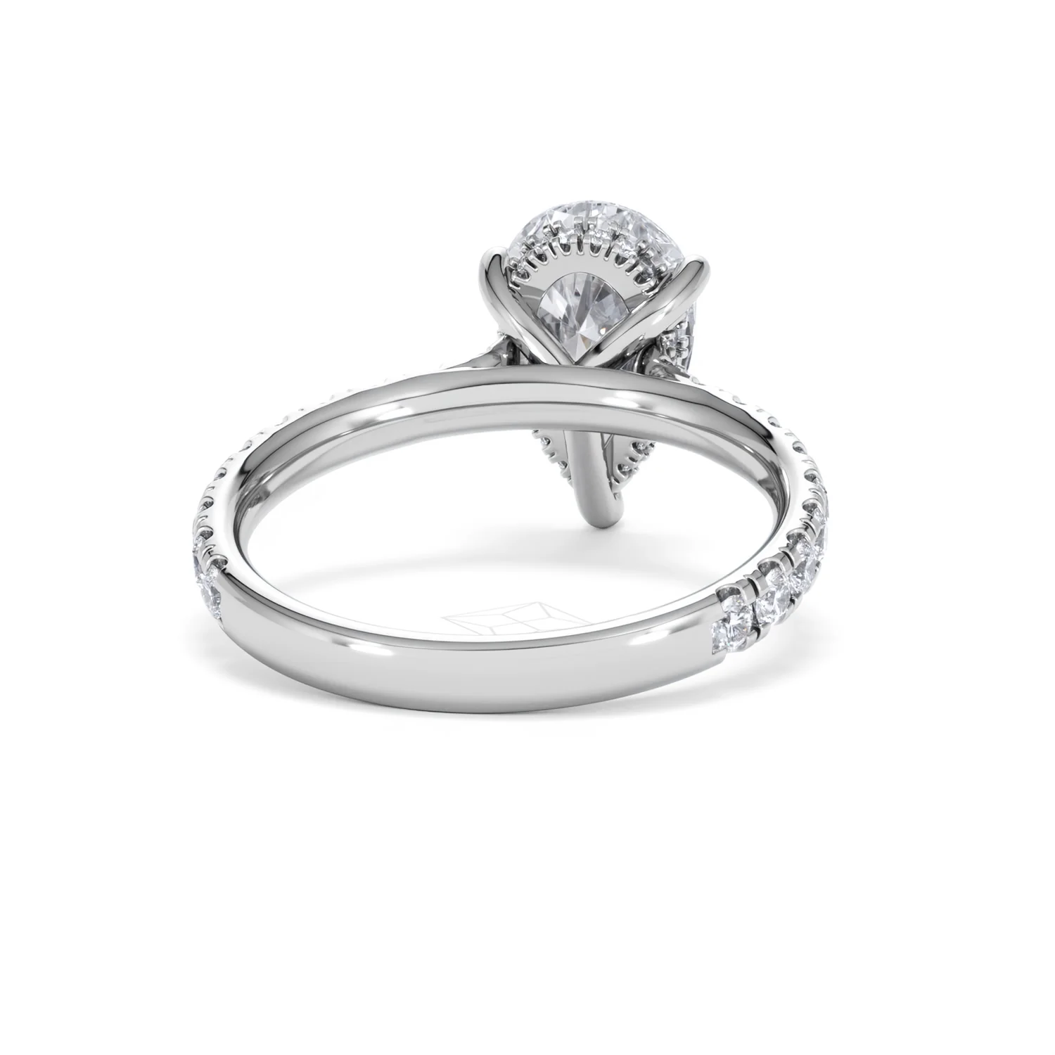 Amora Pear 2.55ct Hidden Halo Lab Diamond Engagement Ring With Side Stones Set in 18K Platinum - Image 45